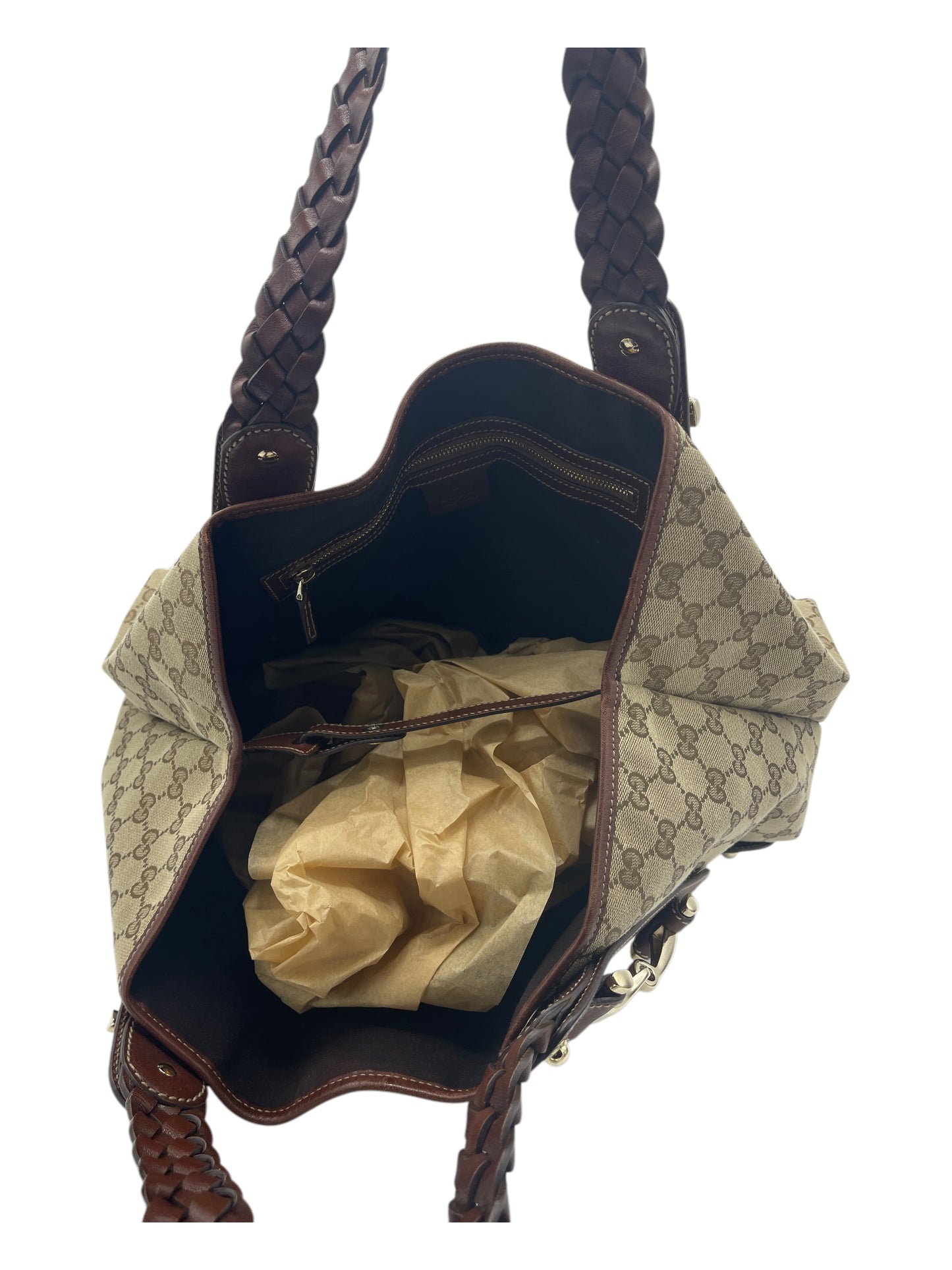 Gucci Brown & Tan Leather & Canvas Pelham Tote Bag