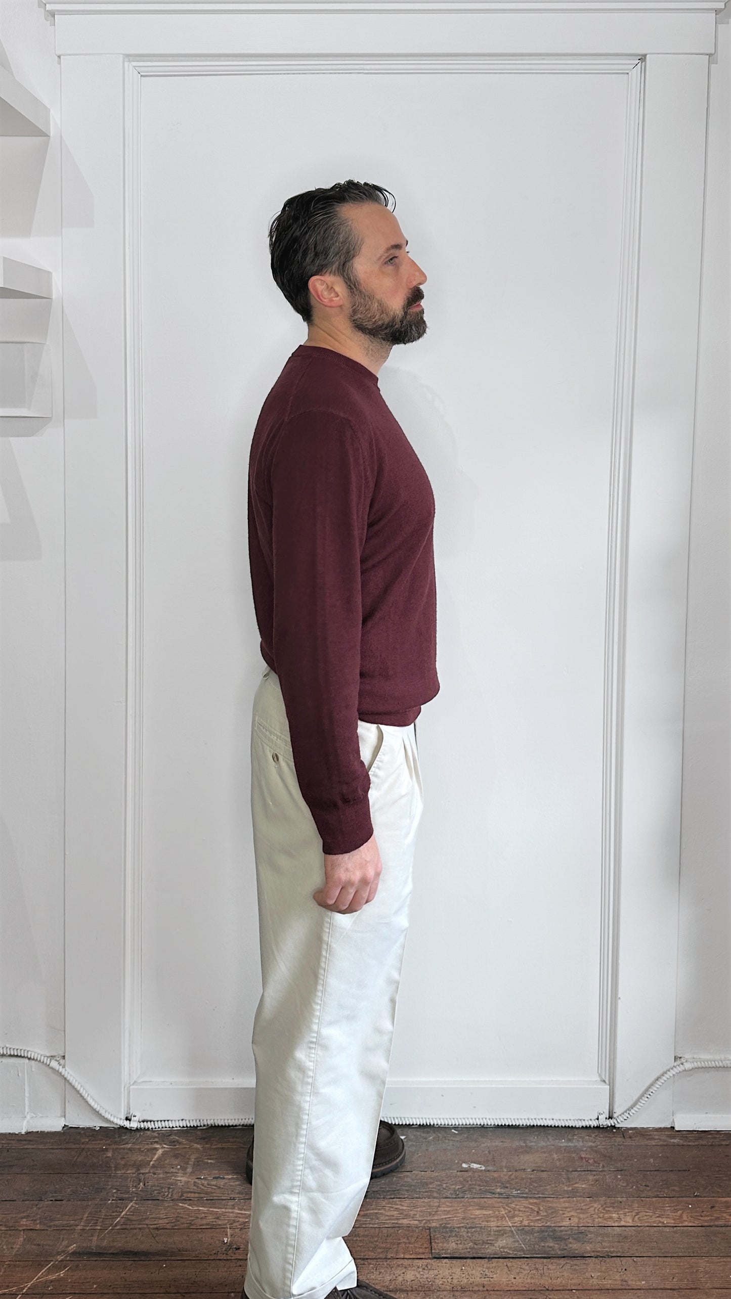 Paul & Shark Maroon Wool Lightweight Knit Crewneck Sweater Large