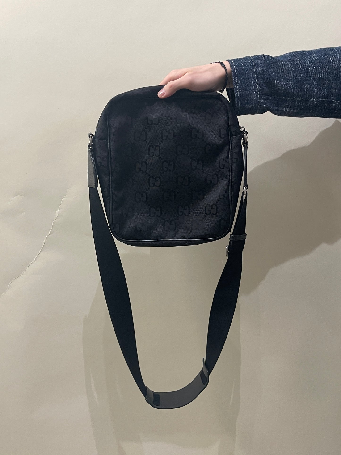 Gucci Black Canvas Monogram Small Shoulder Bag