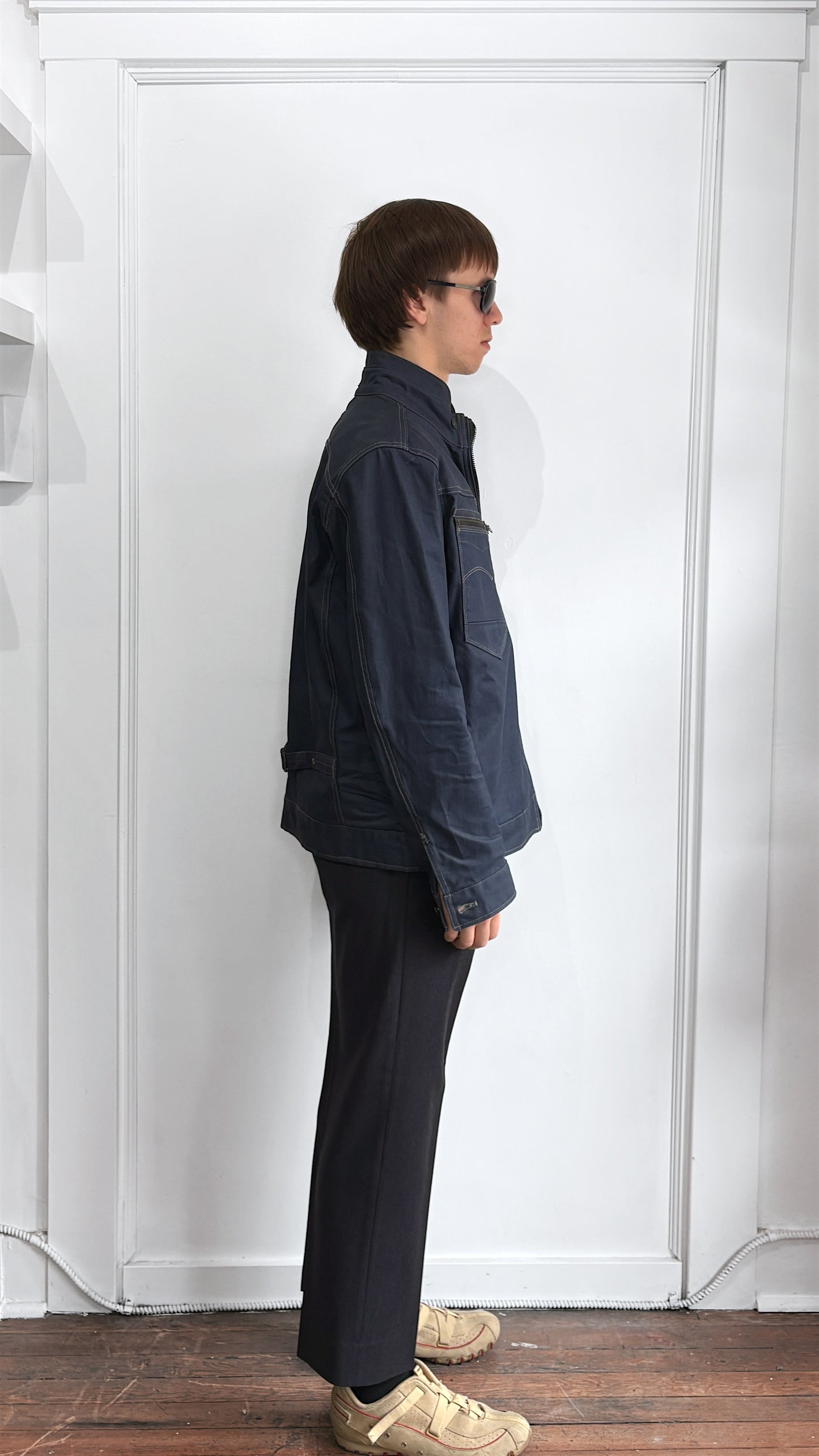 G-Star Dark Blue Coated Denim Zip Up Jacket XXL