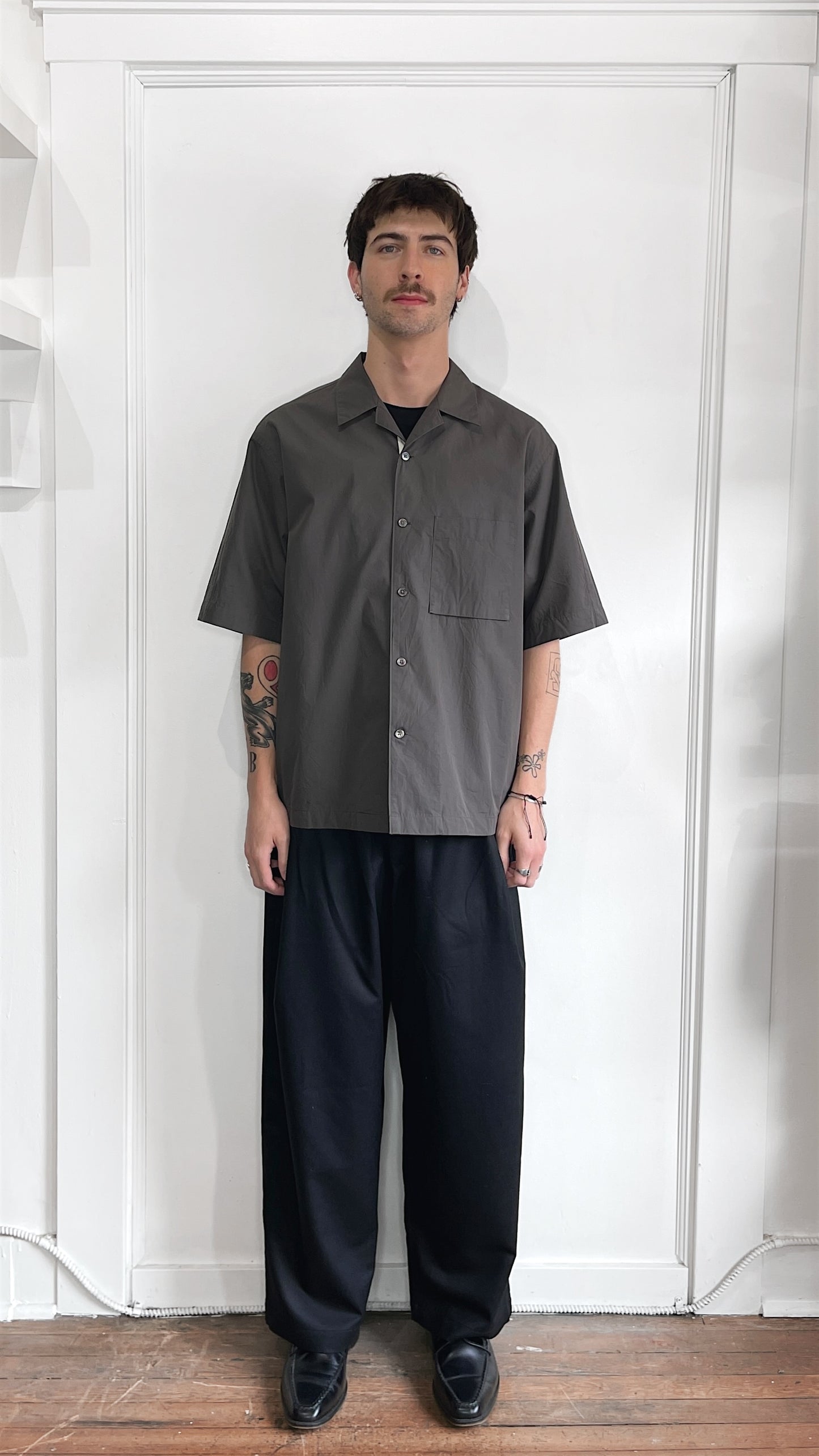 Uniqlo +J Dark Grey SS Oversized Camp Collar Shirt Large