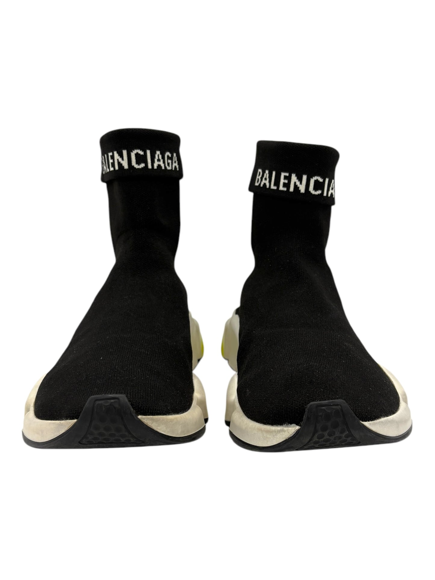 Balenciaga Black & Neon Green Speed Trainer Sneakers 9 M / 10.5 W