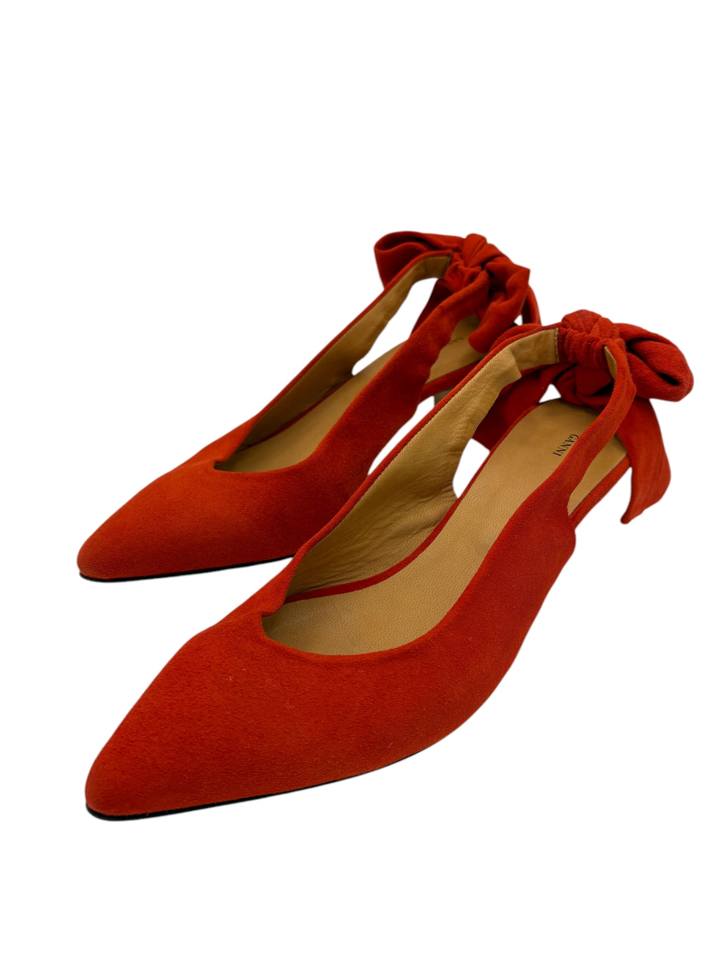 Ganni Red Suede Bow Strap Pumps 6.5 M / 8 W