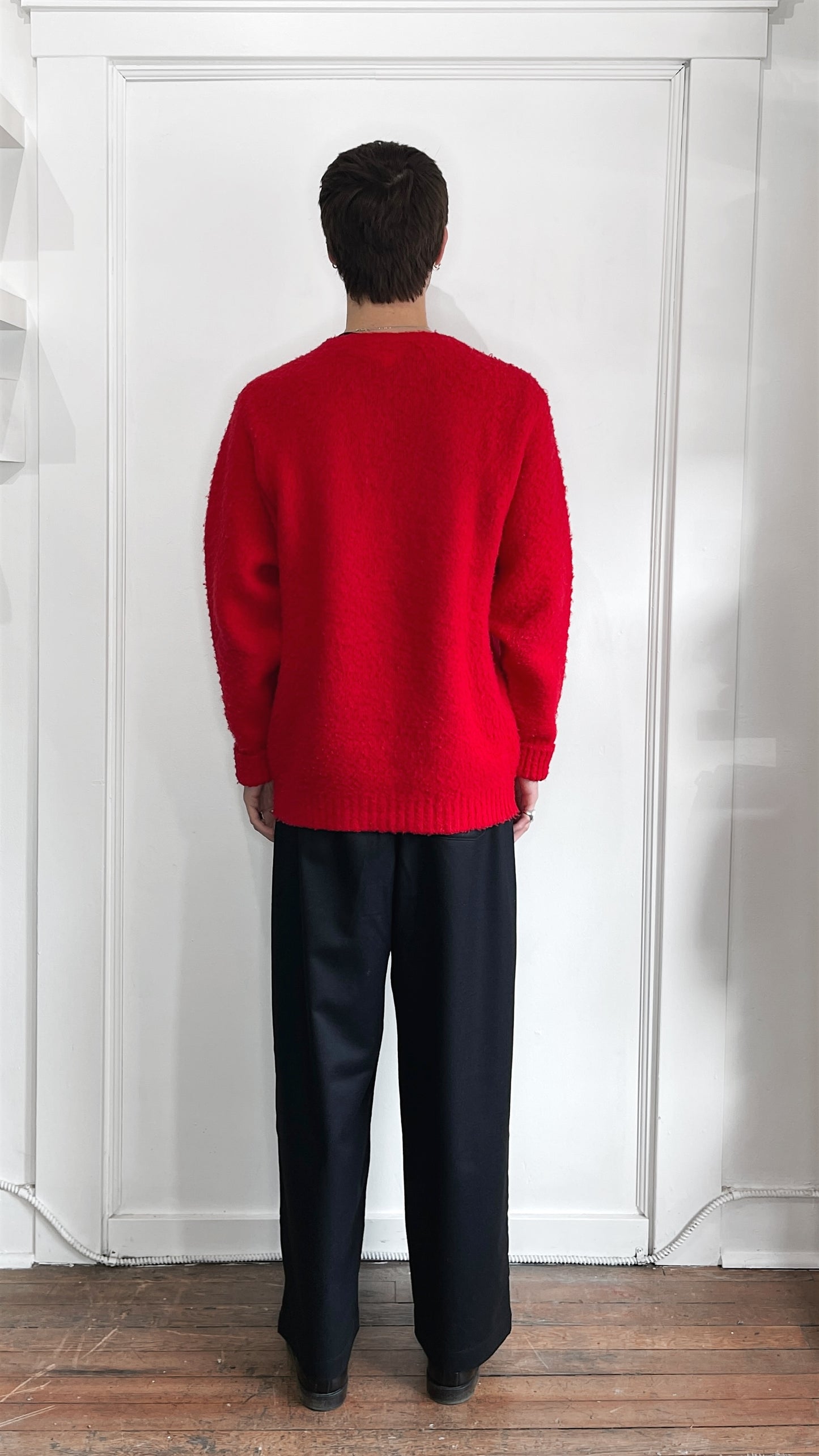 J. Press Red Shetland Wool Crewneck Sweater Large
