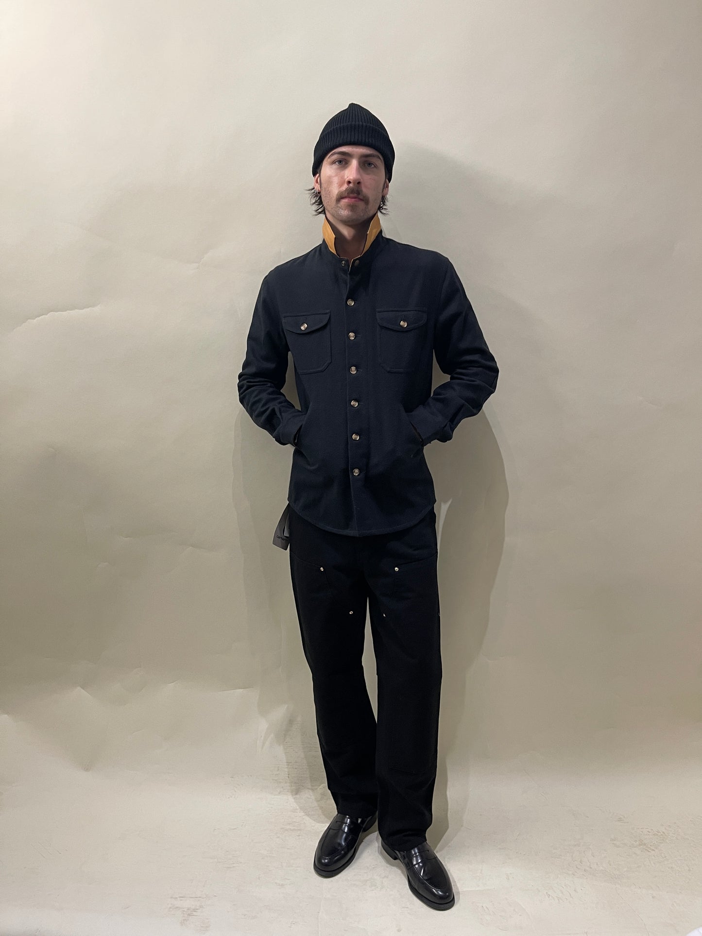 Dehen 1920 Black Wool Blend Crissman Overshirt Small - S