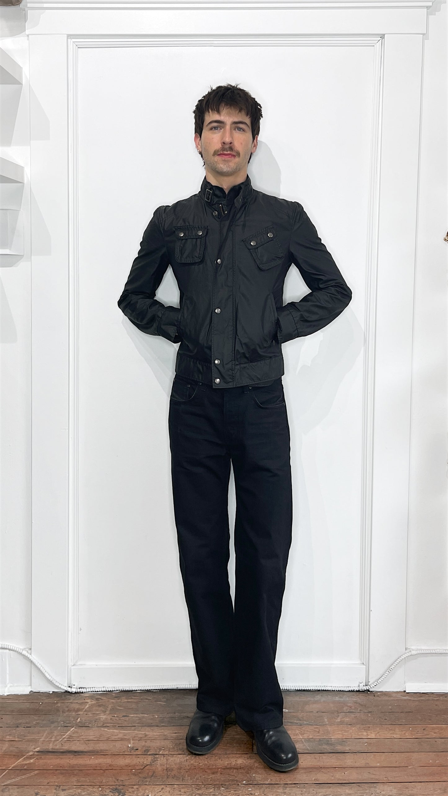 J.Lindeberg Black Waxed Short Jacket Small