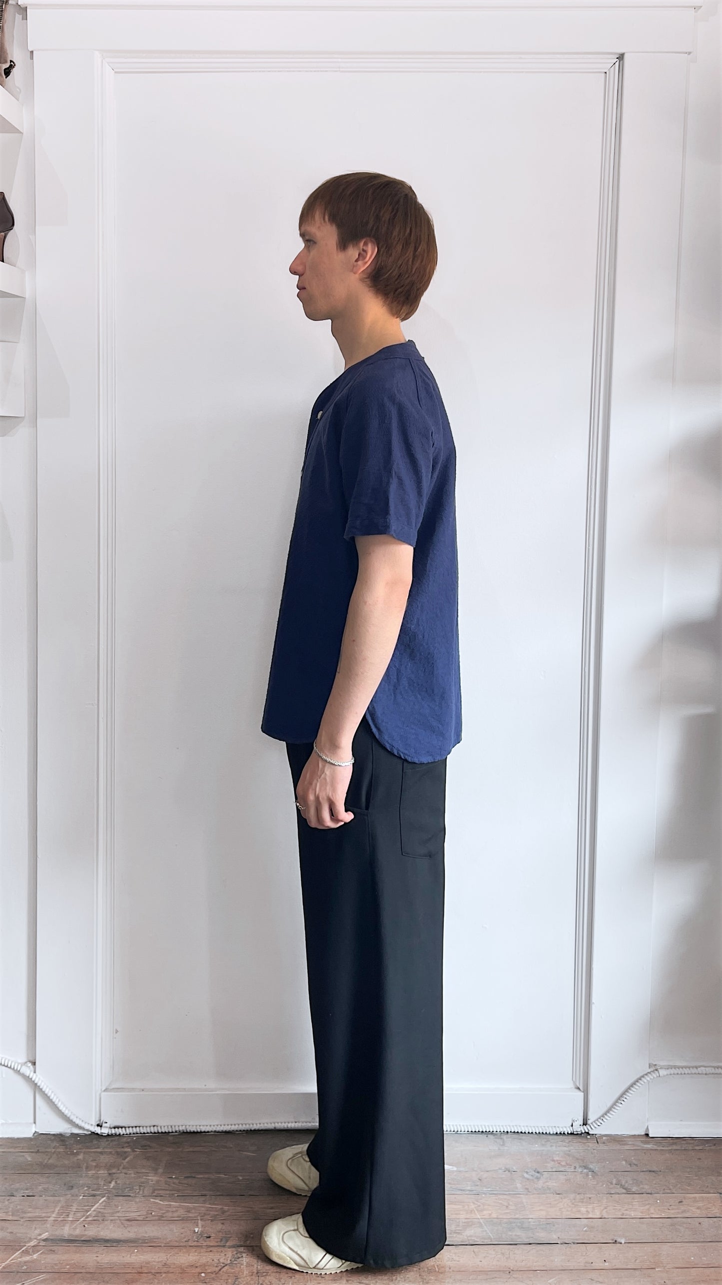 3Sixteen Navy Blue Flannel Cotton Baseball Shirt Medium