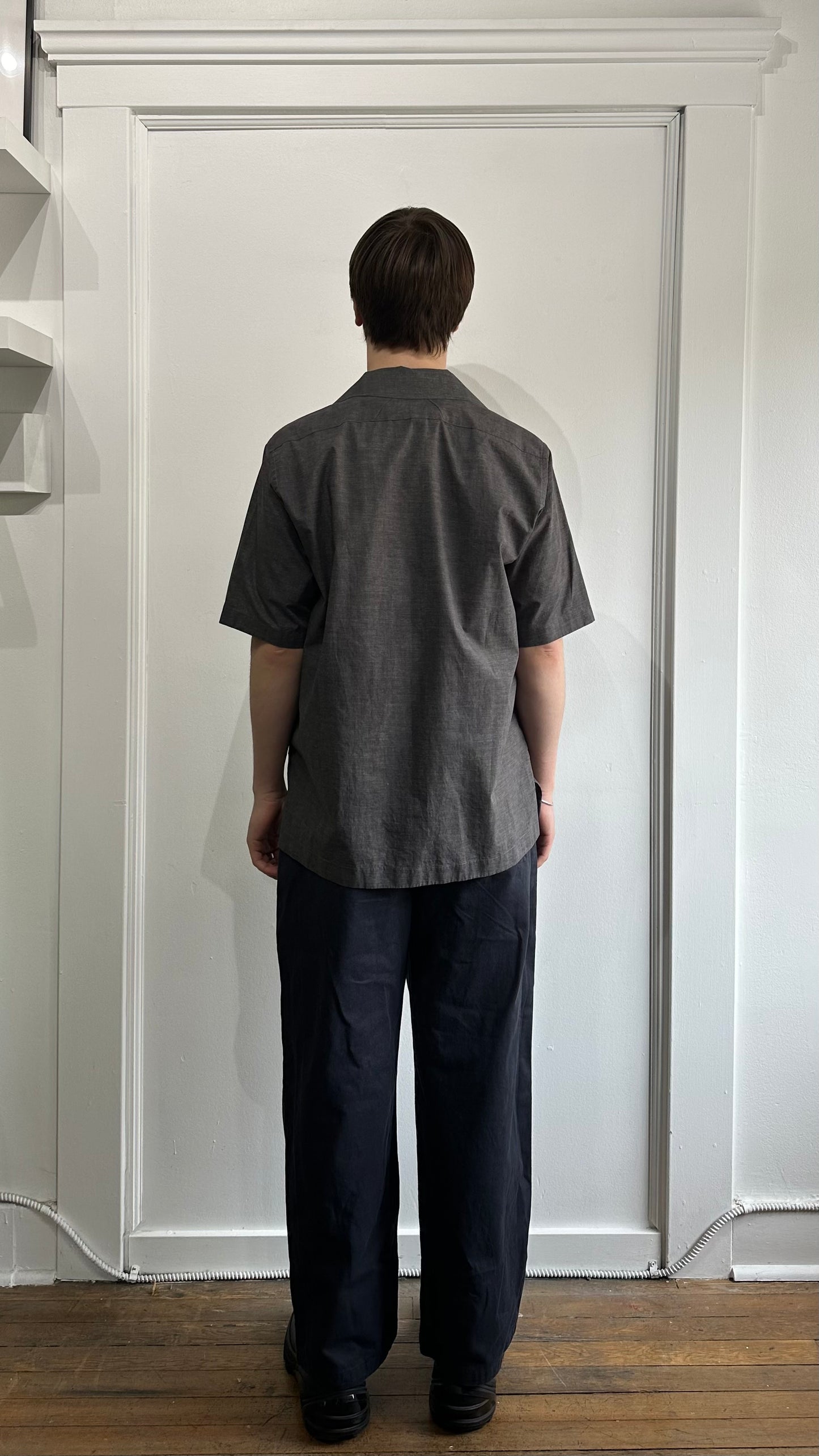 Rhude Dark Grey Cotton Eagle Print Camp Shirt Small - S