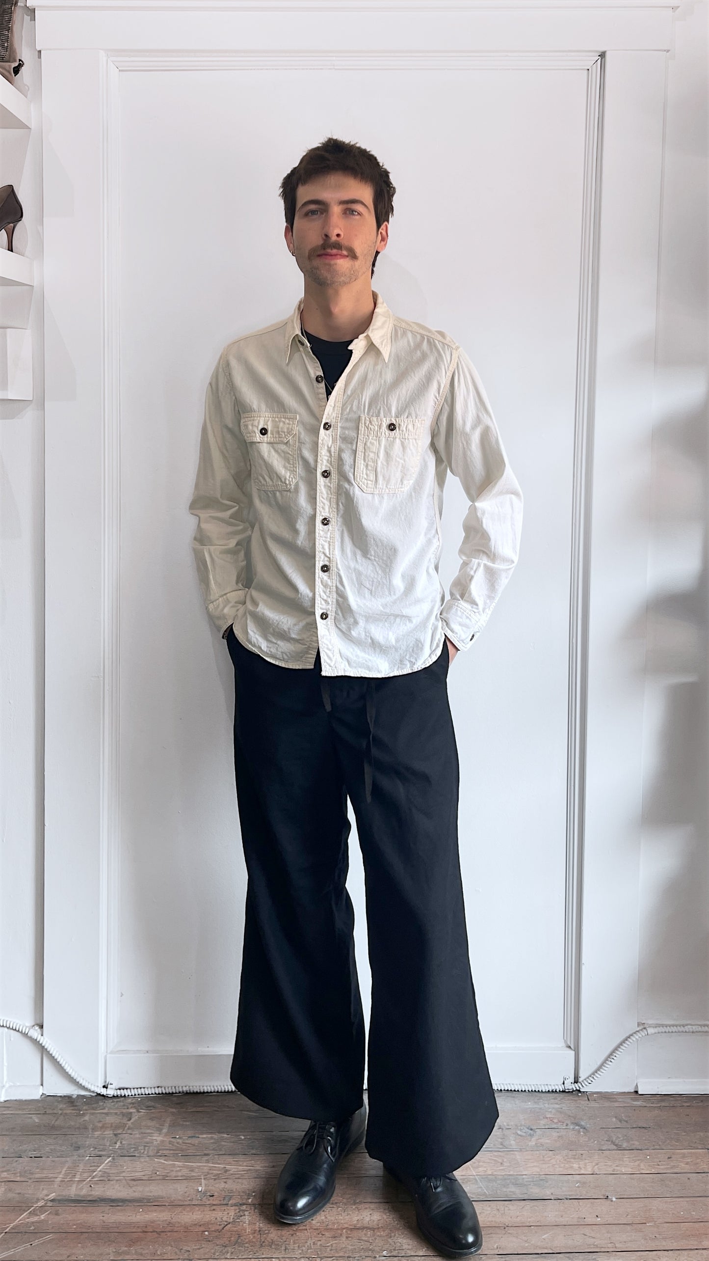 Momotaro Cream Double Pocket LS Button Up Shirt 42
