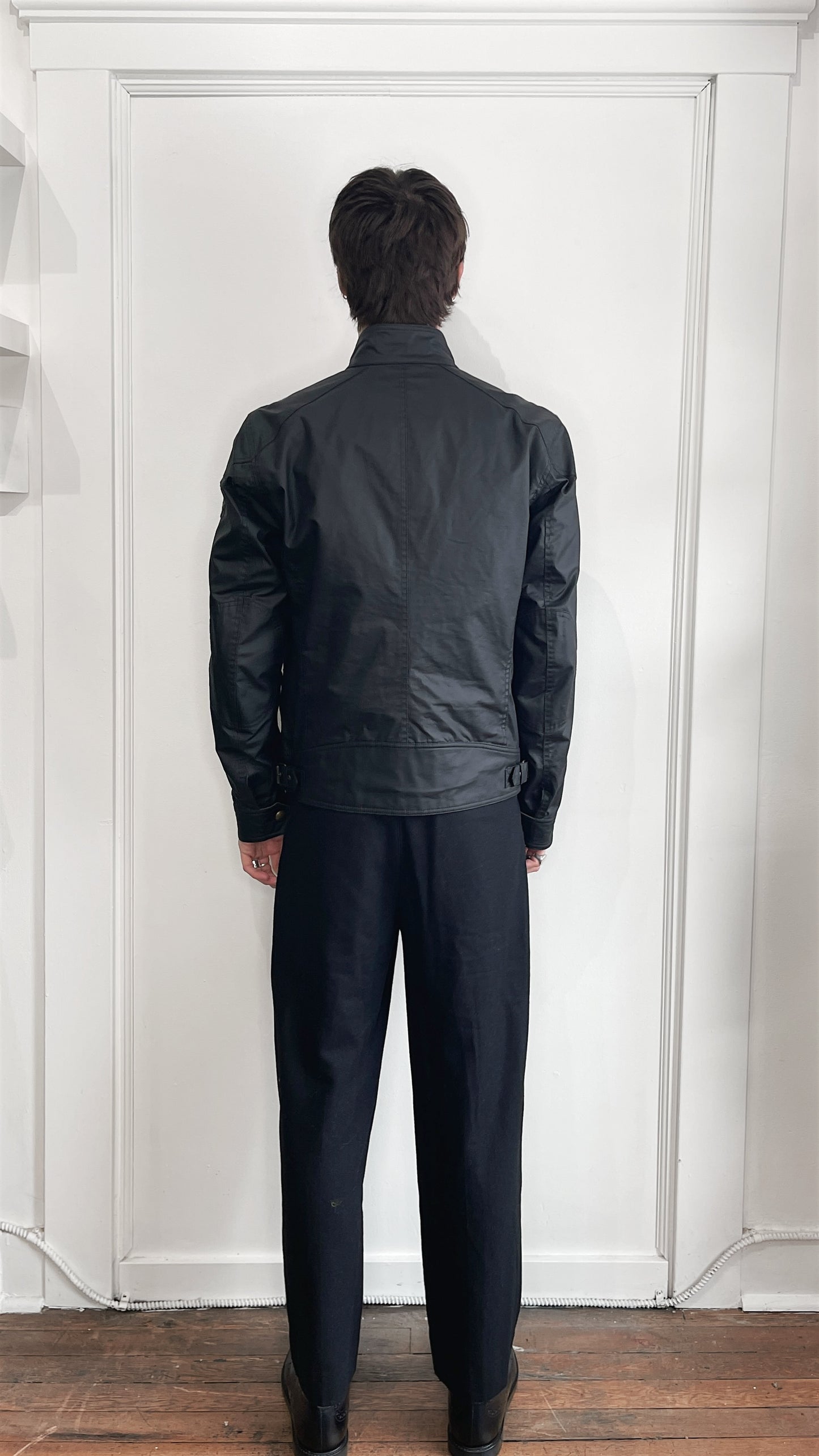 Belstaff Black Waxed Cotton Racemaster Short Jacket 38