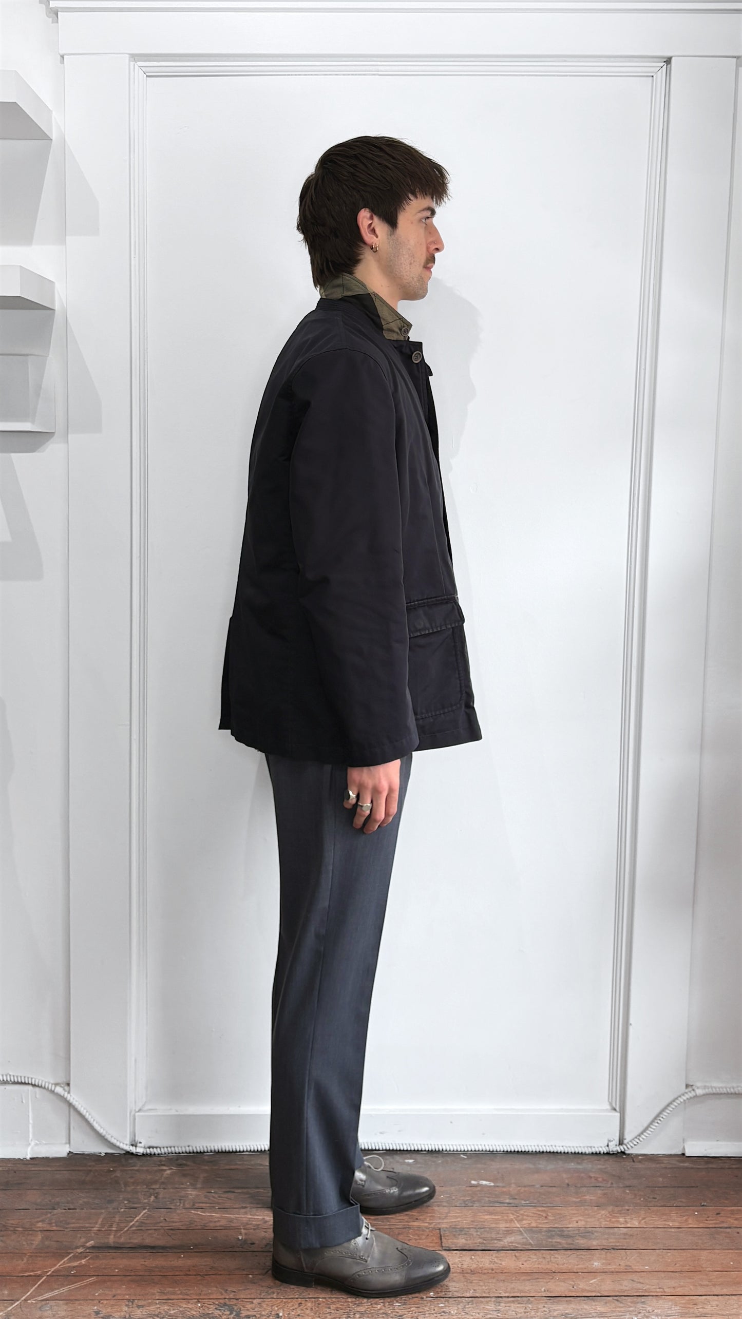 Burberry Brit Navy Nylon Vest-Lined Peacoat Large