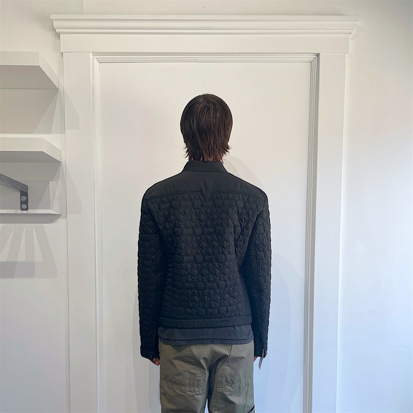 Versace Black Quilted Star Pattern Bomber Jacket 36