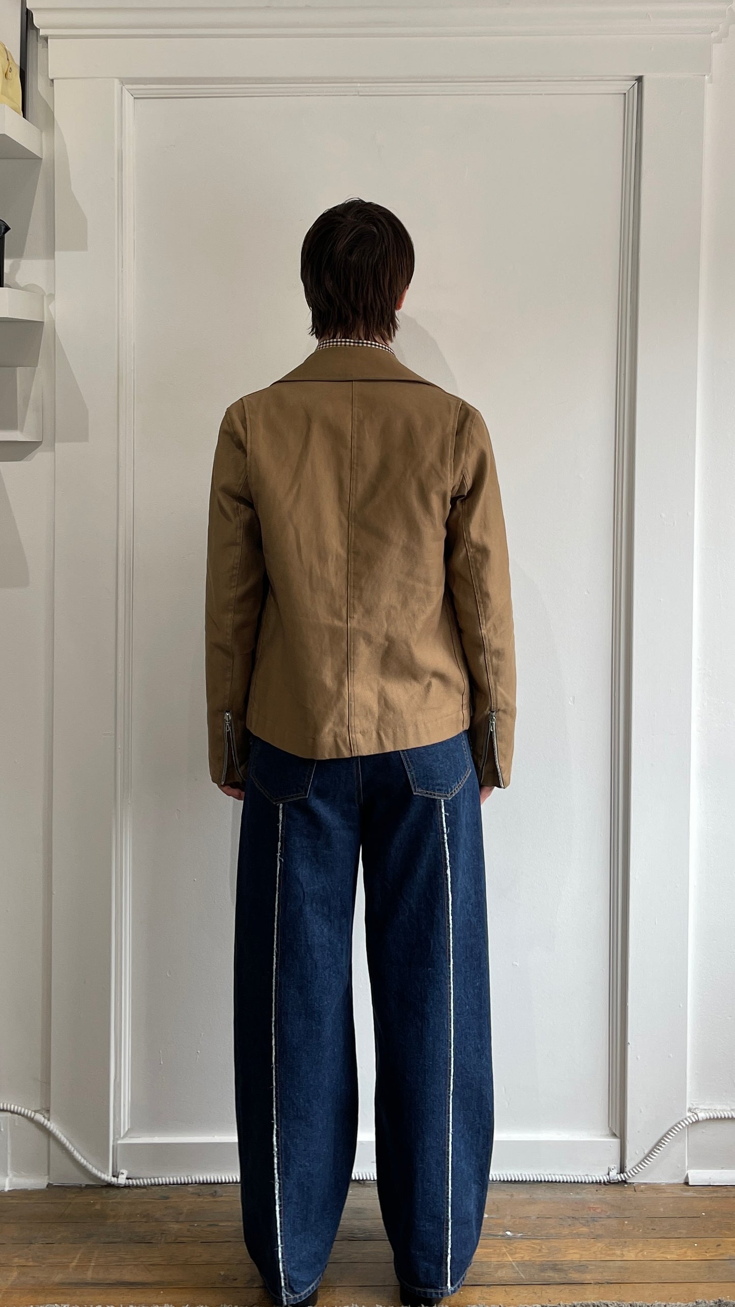 Wings + Horns Tan Cotton Twill Moto Jacket Medium