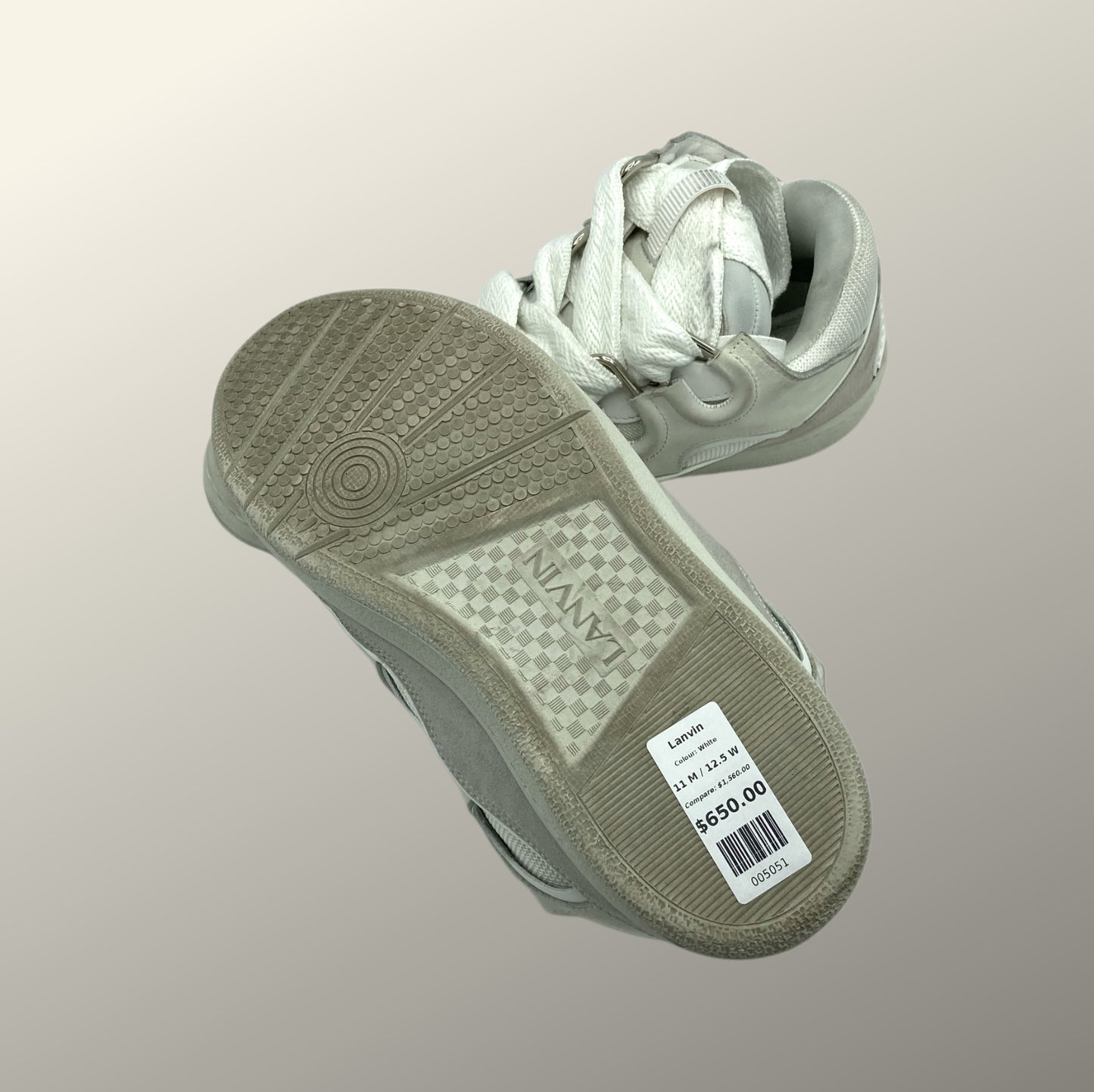 Lanvin White Leather & Suede Curb Sneakers 11 M / 12.5 W