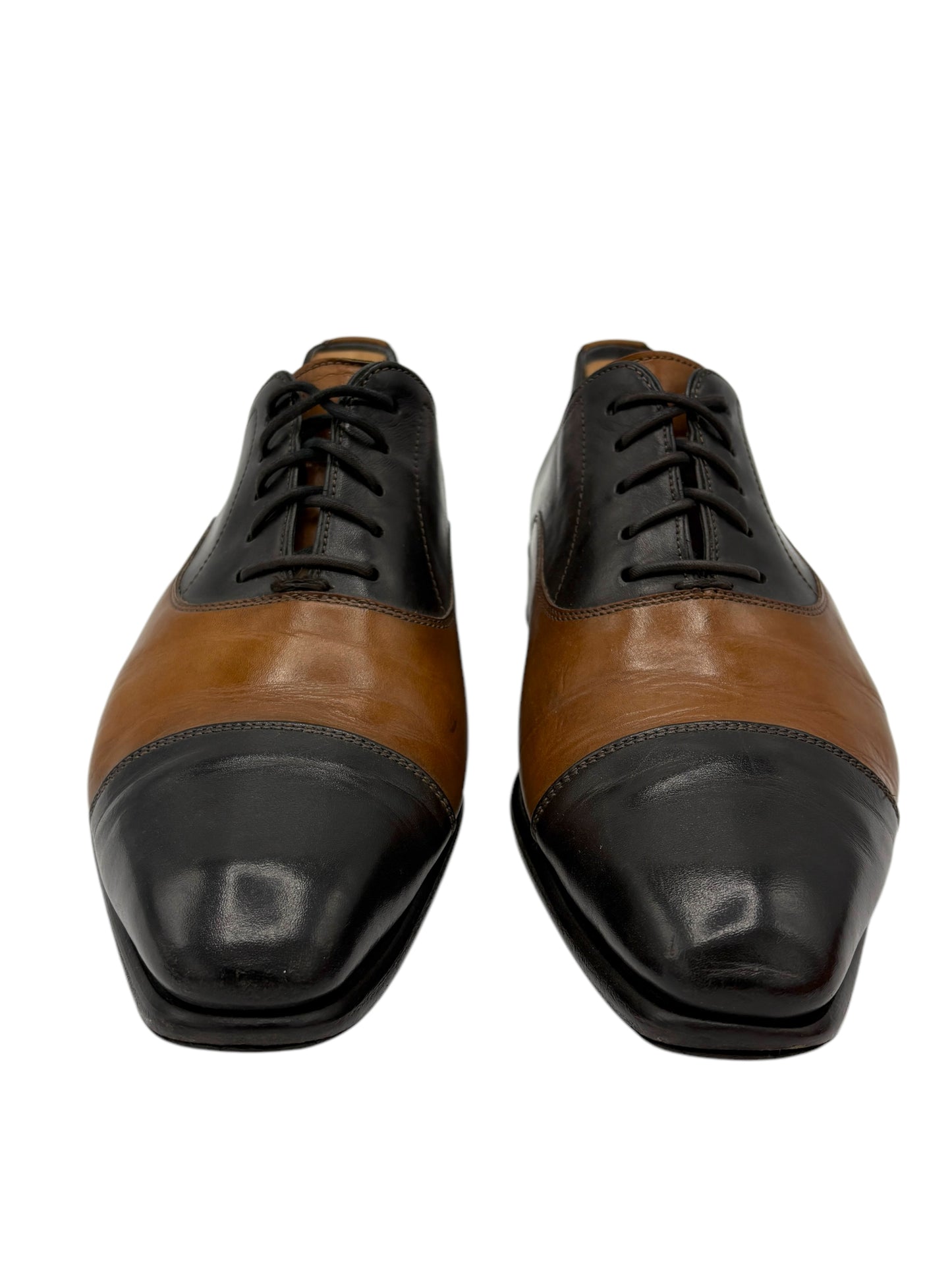 Zampiere Black & Brown Leather Cap Toe Oxford Dress Shoes 8 M / 9.5 W