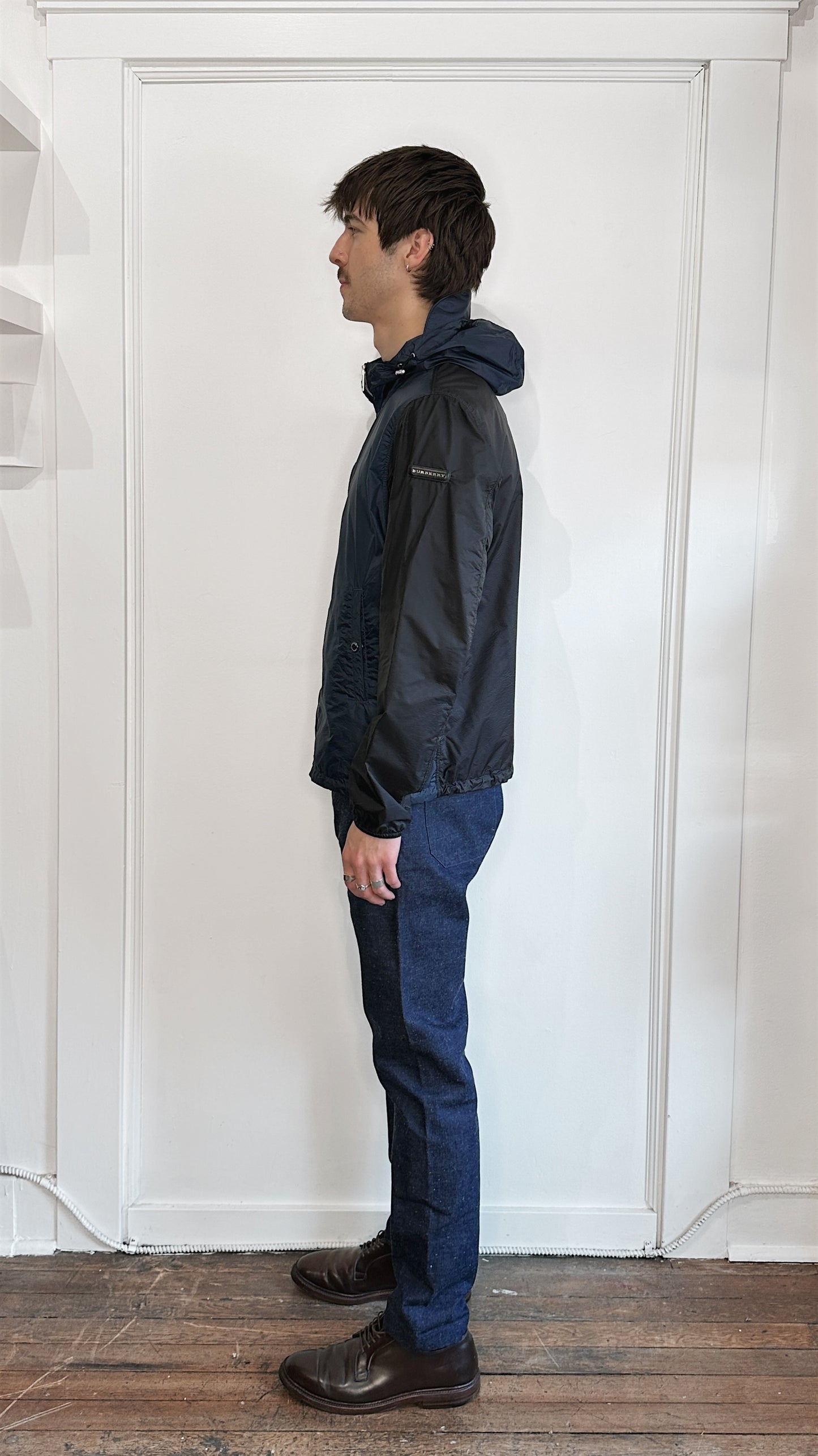 Burberry Navy & Black Lightweight Hooded Windbreaker Medium