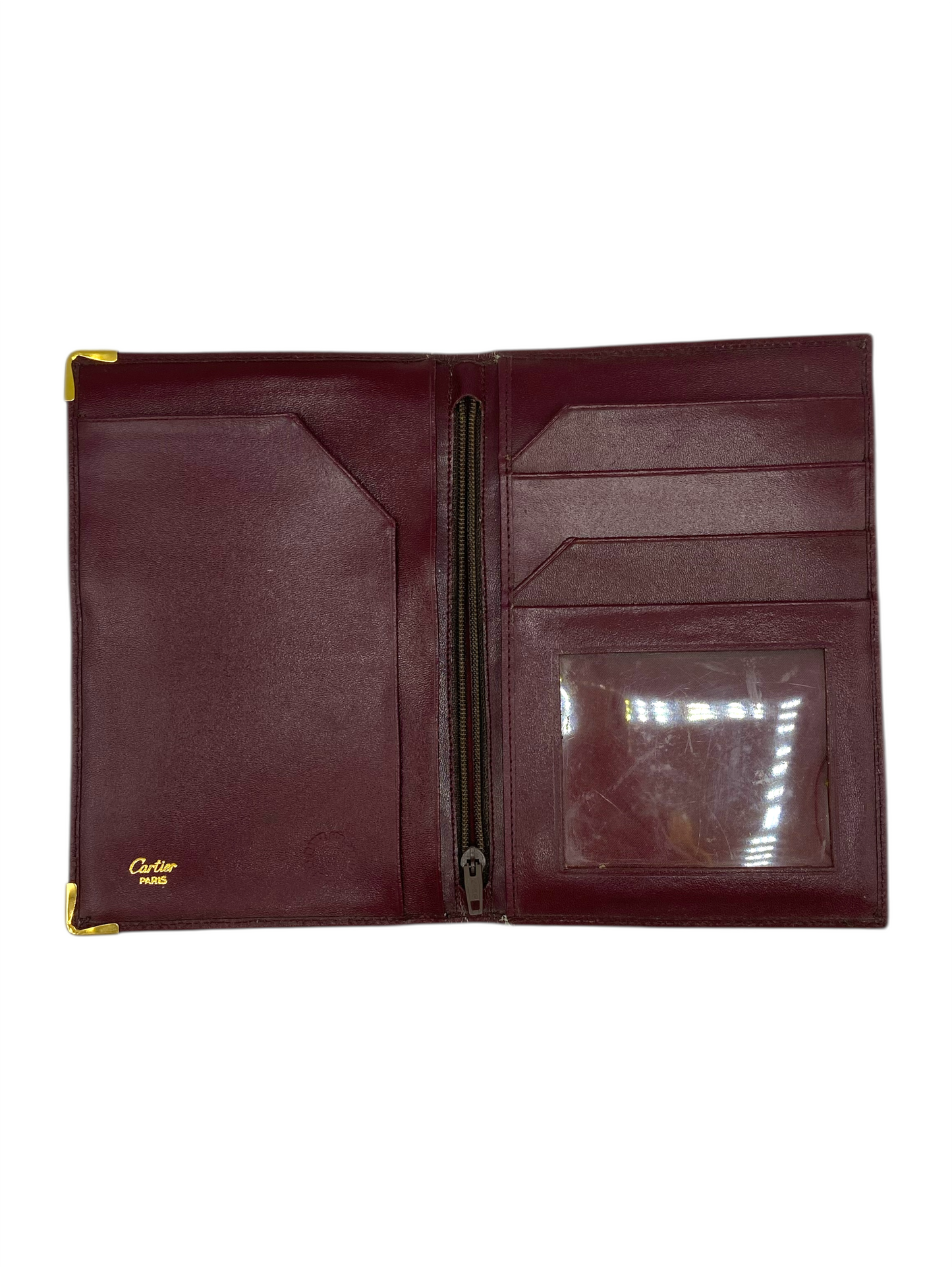 Cartier Burgundy Leather Passport Holder