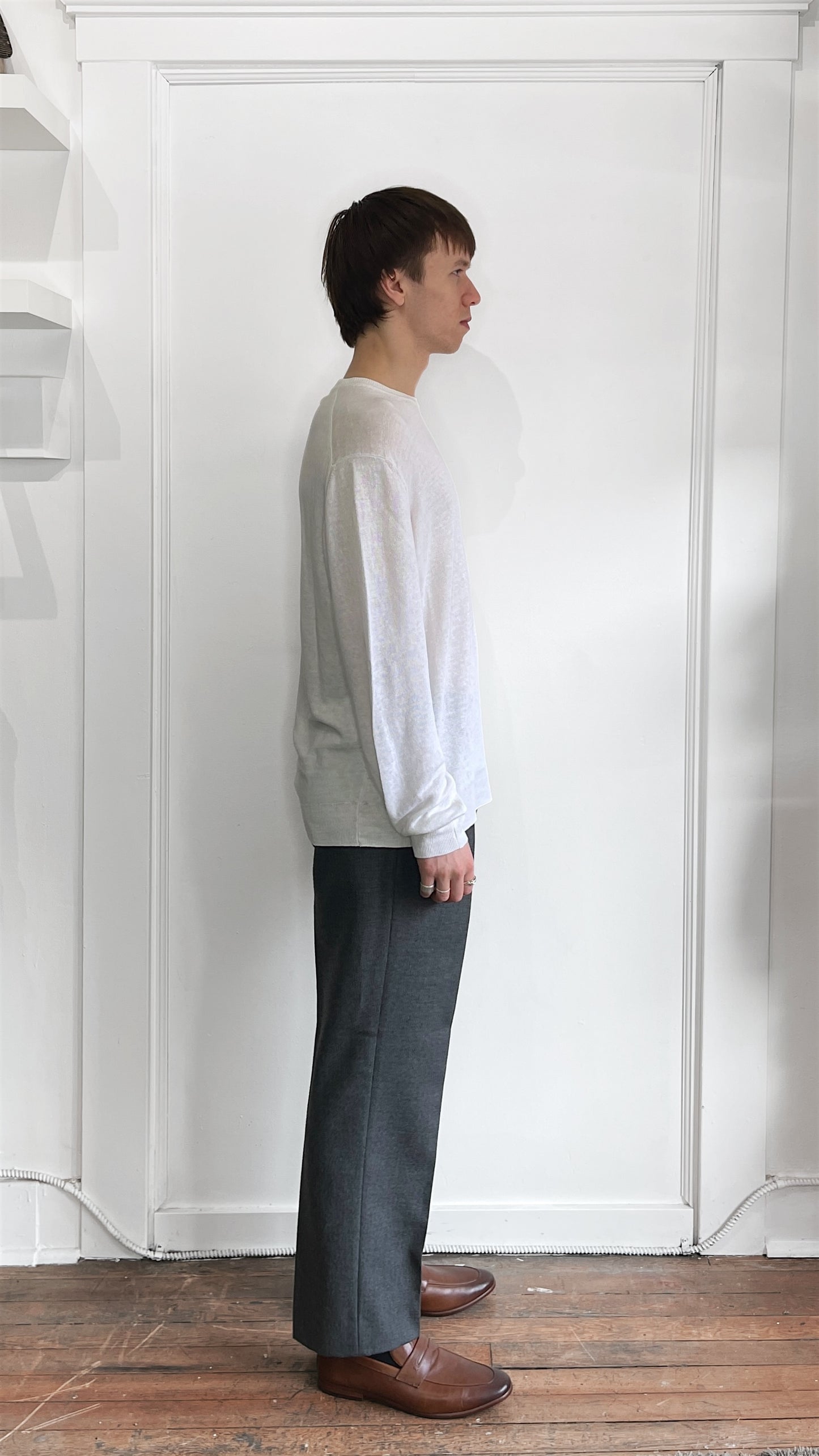 Ermenegildo Zegna Off White Linen Knit Crewneck Sweater Large