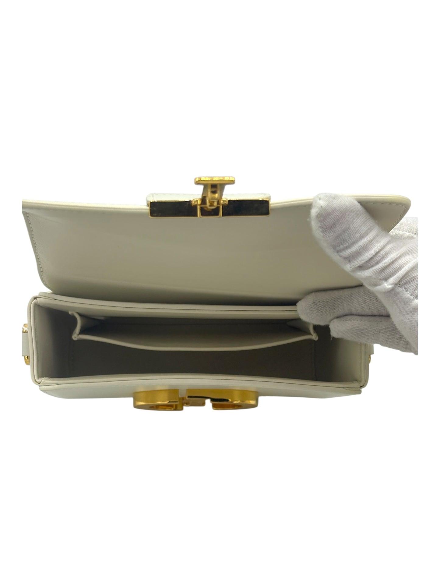 Christian Dior White Calfskin Leather 30 Montaigne Bag