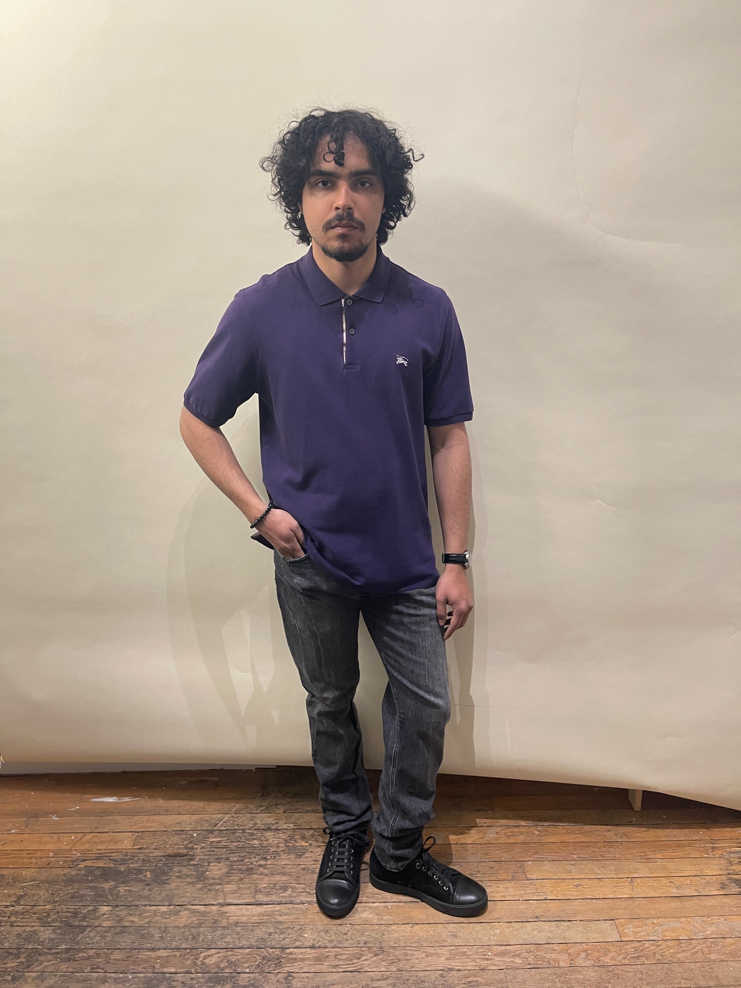 Burberry Purple SS Polo Shirt Medium