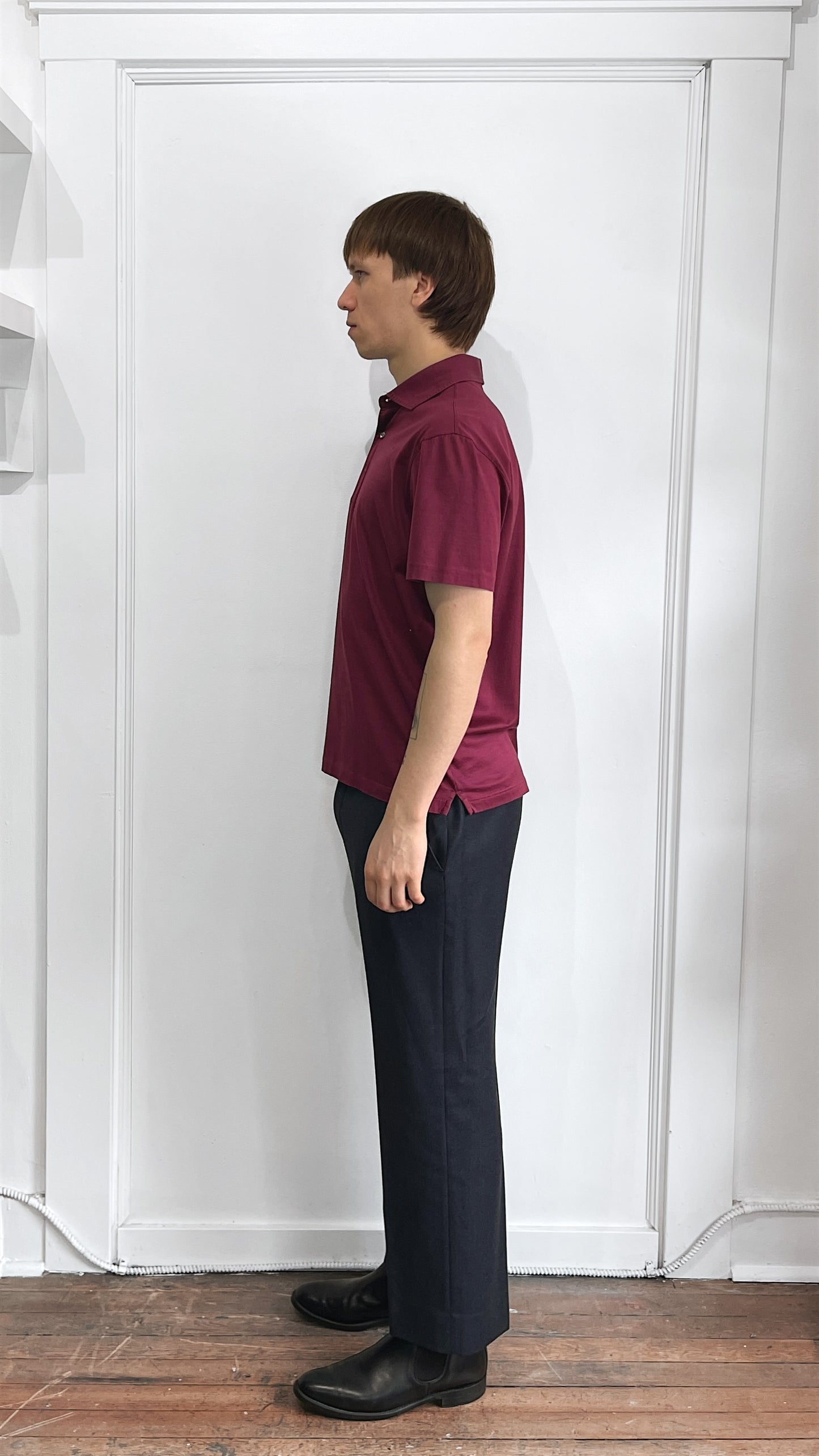 Gran Sasso Maroon Cotton SS Polo Shirt Large