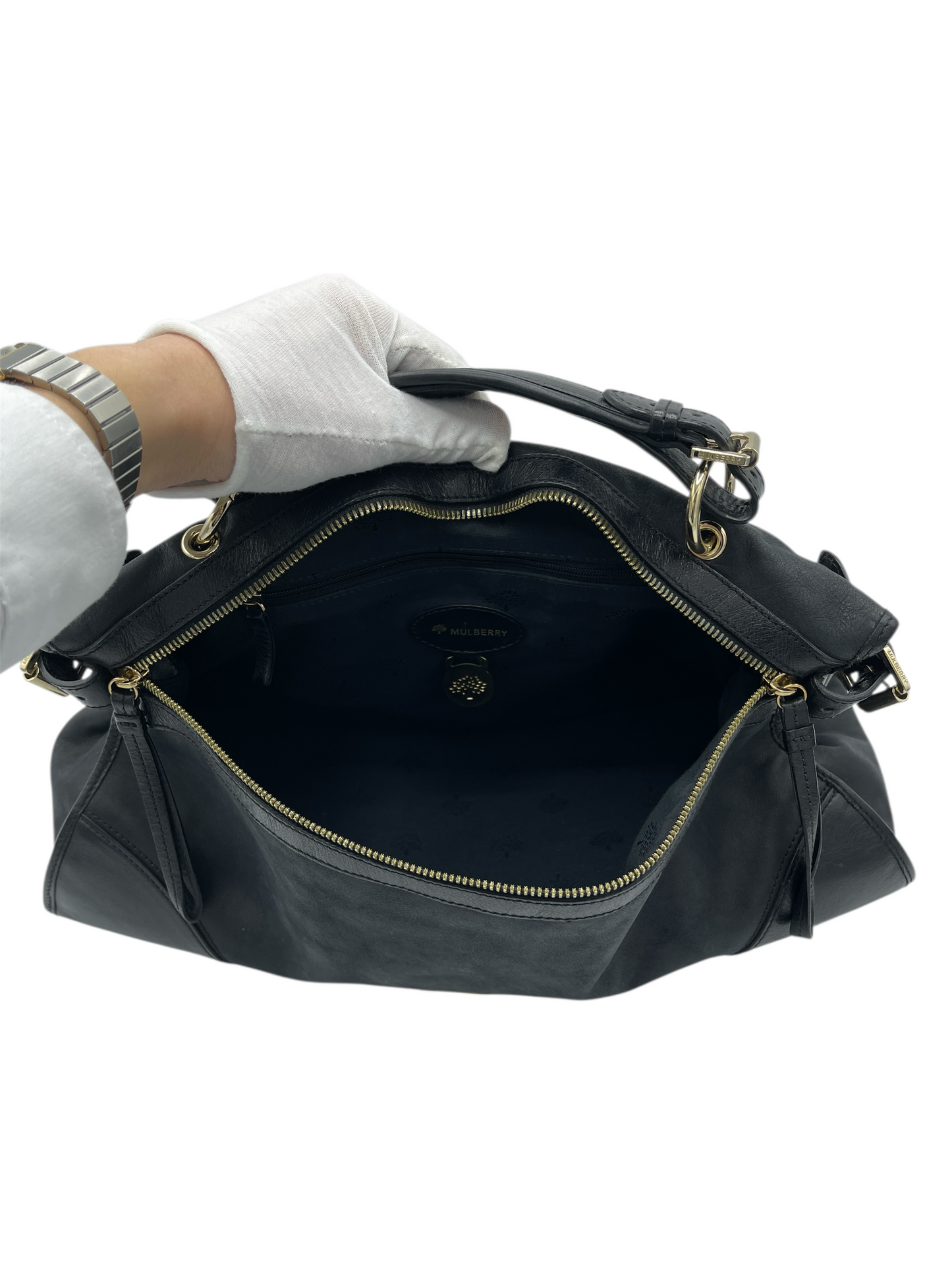 Mulberry Black Smooth Leather Taylor Satchel