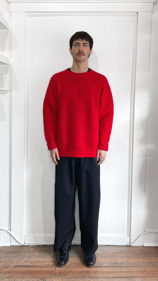 J. Press Red Shetland Wool Crewneck Sweater Large