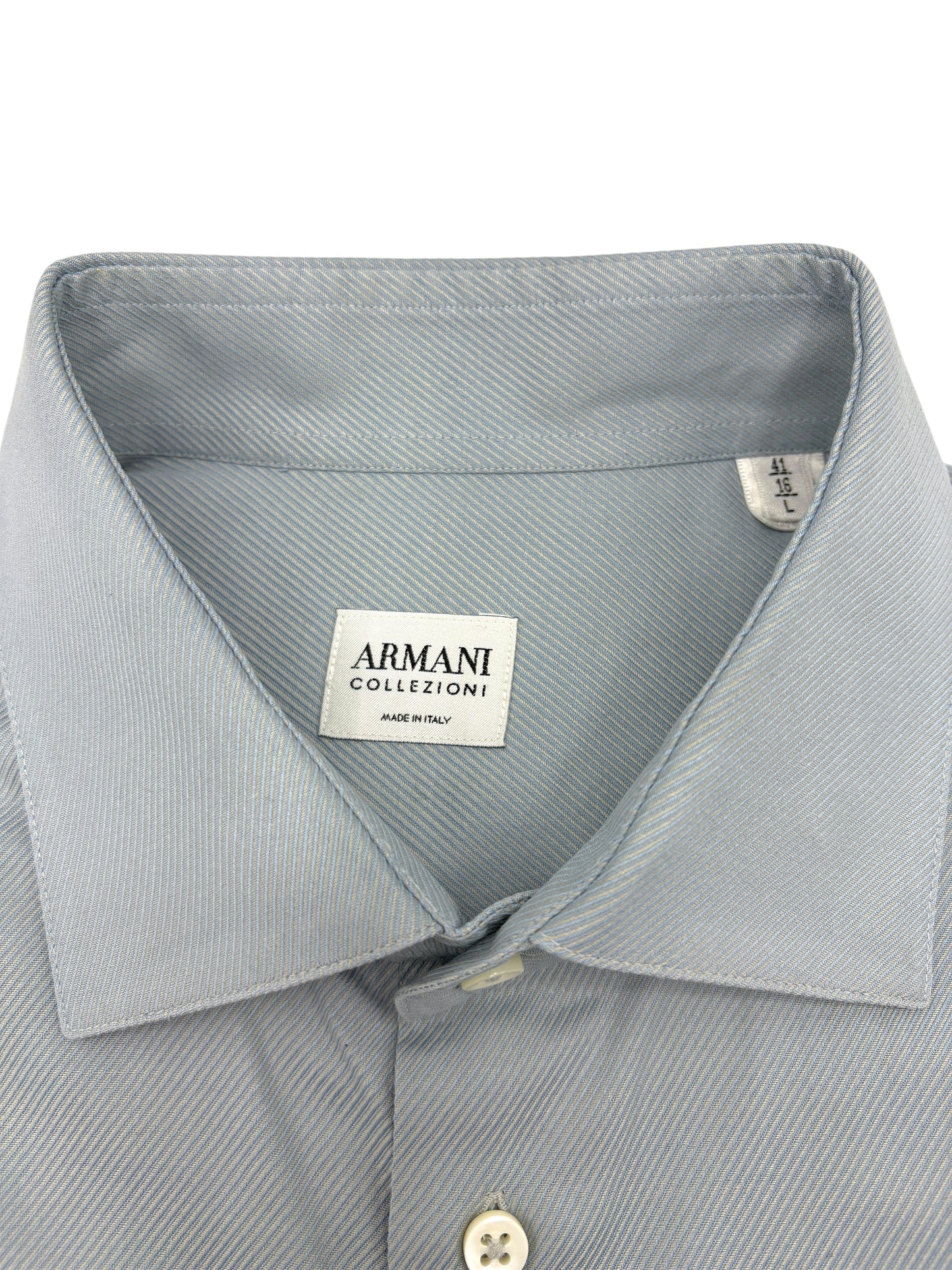 Armani Collezioni Light Steel Blue Twill Cotton Dress Shirt 16"