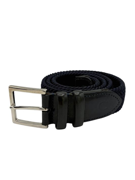 Canali Midnight Navy Woven Stretch Belt 36