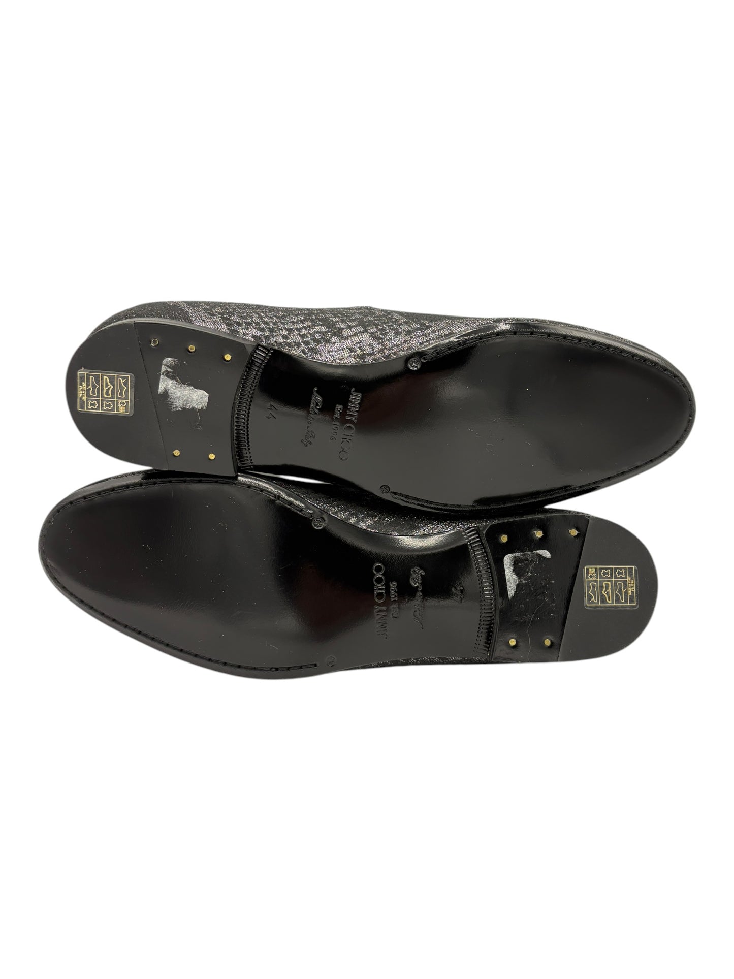 Jimmy Choo Charcoal Grey Glitter Snake Print Loafers 11 M / 12.5 W