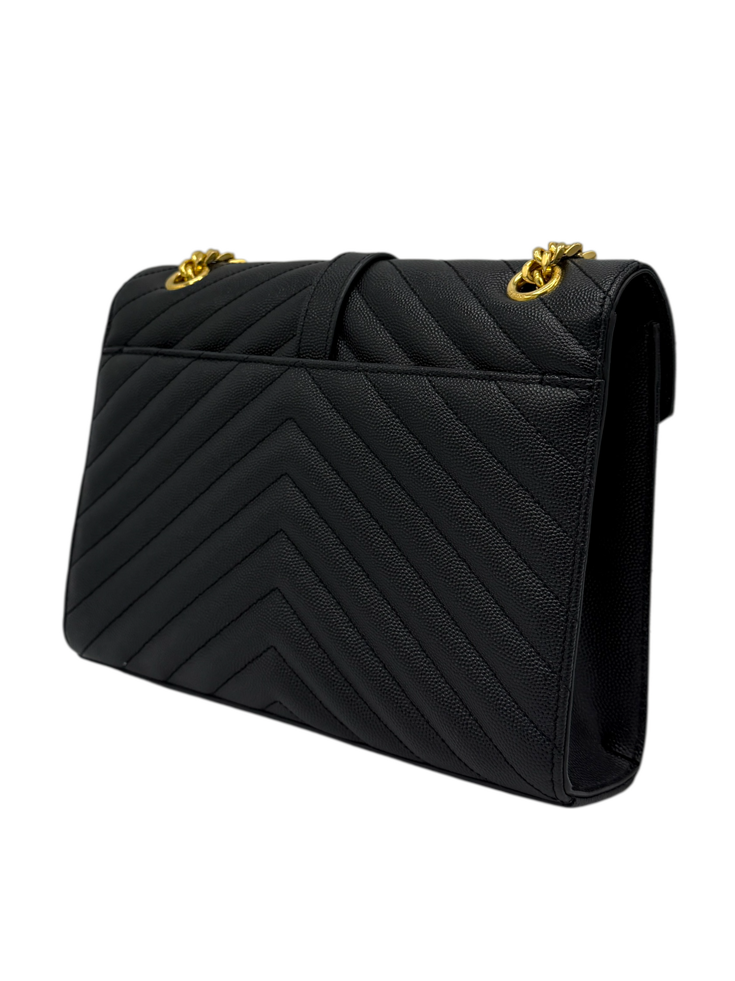 Saint Laurent Black Calf Leather Envelope Medium Bag