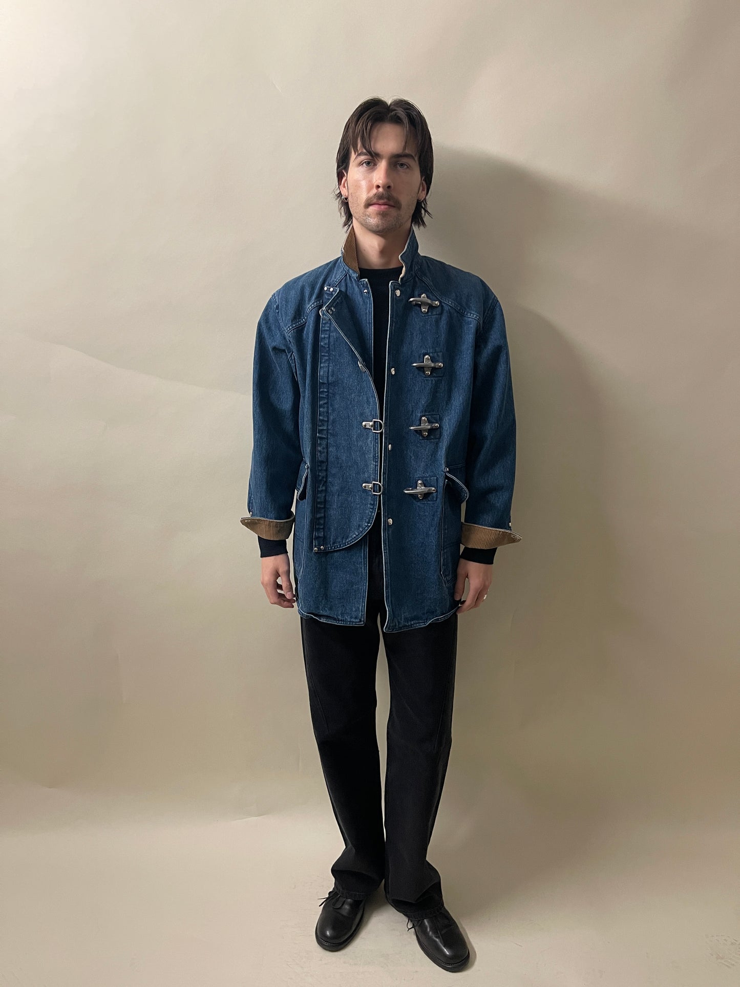 Polo Ralph Lauren Mid Blue Denim Fireman Clasp Jacket Small - S
