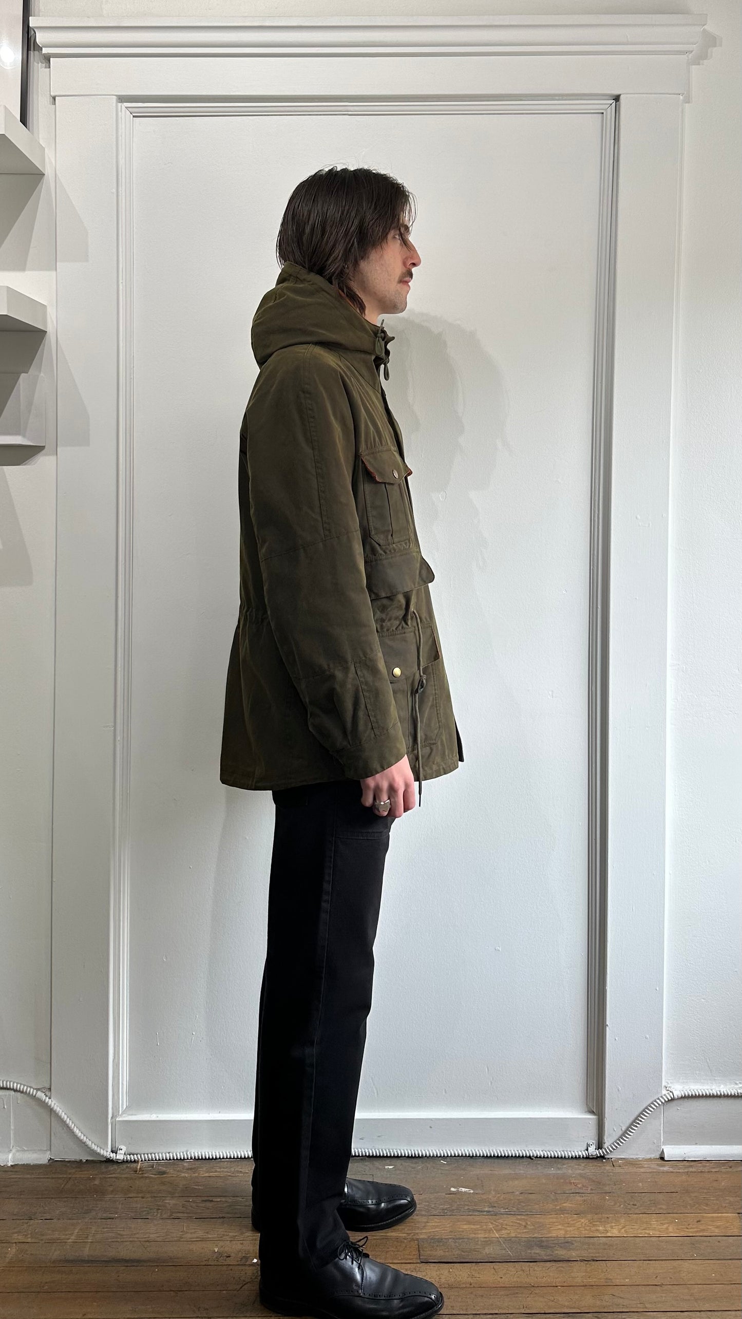 Barbour Dark Green Waxed Wessex Quilted Parka Medium - M