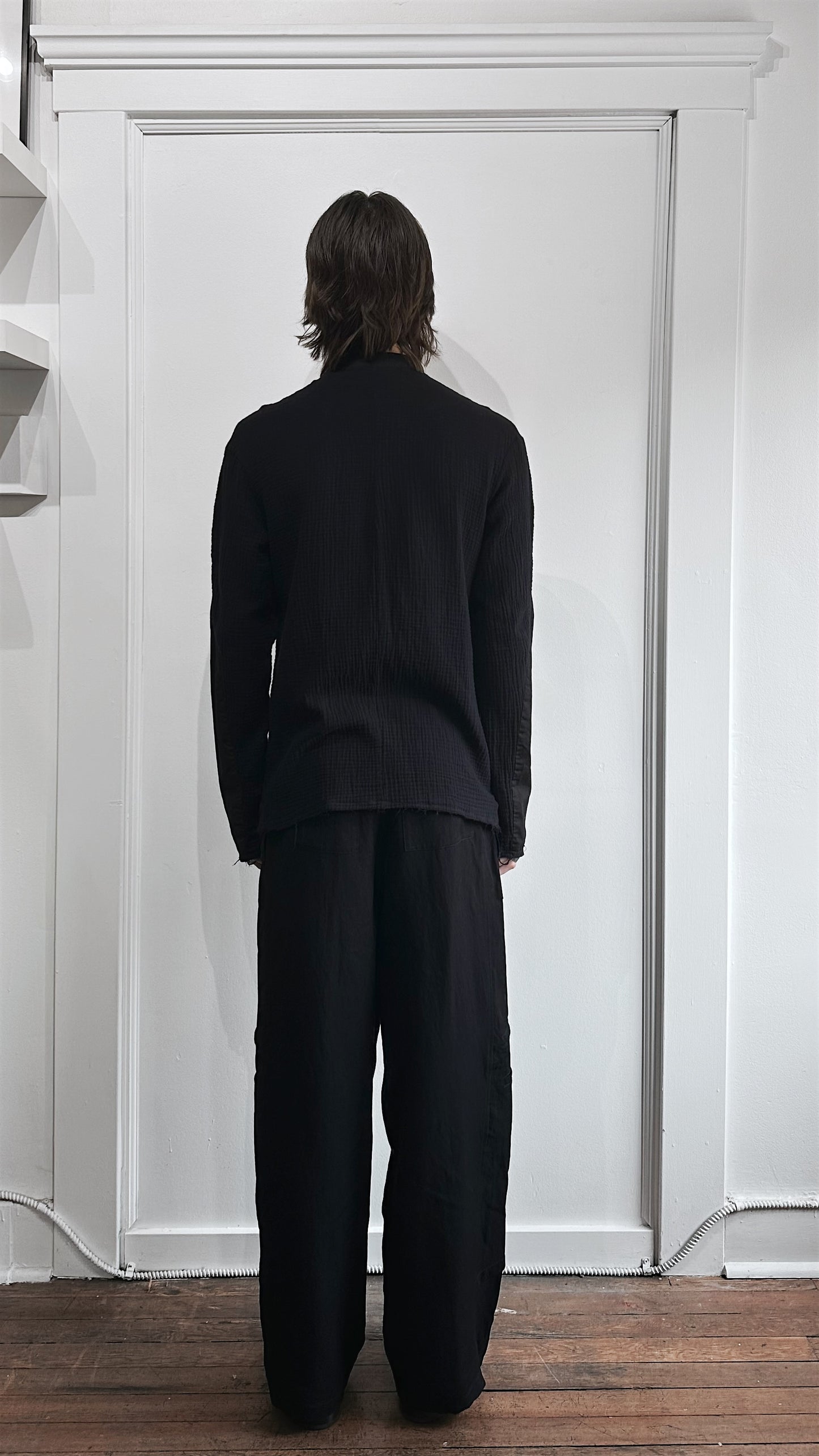 Zam Barrett Black Faulted Shoulder Bib Front Shirt 38