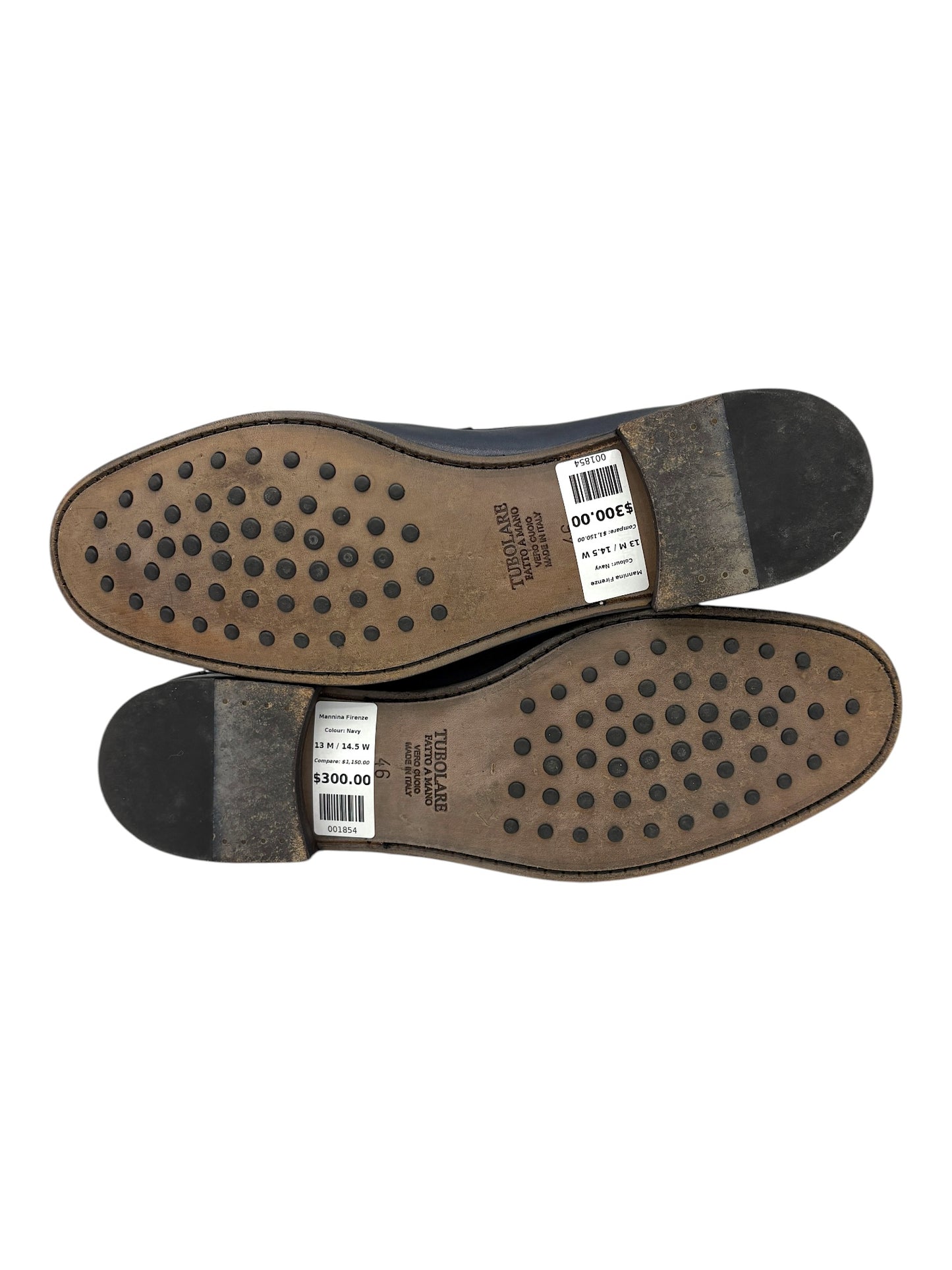 Mannina Firenze Navy Blue Leather Penny Loafers 13 M / 14.5 W