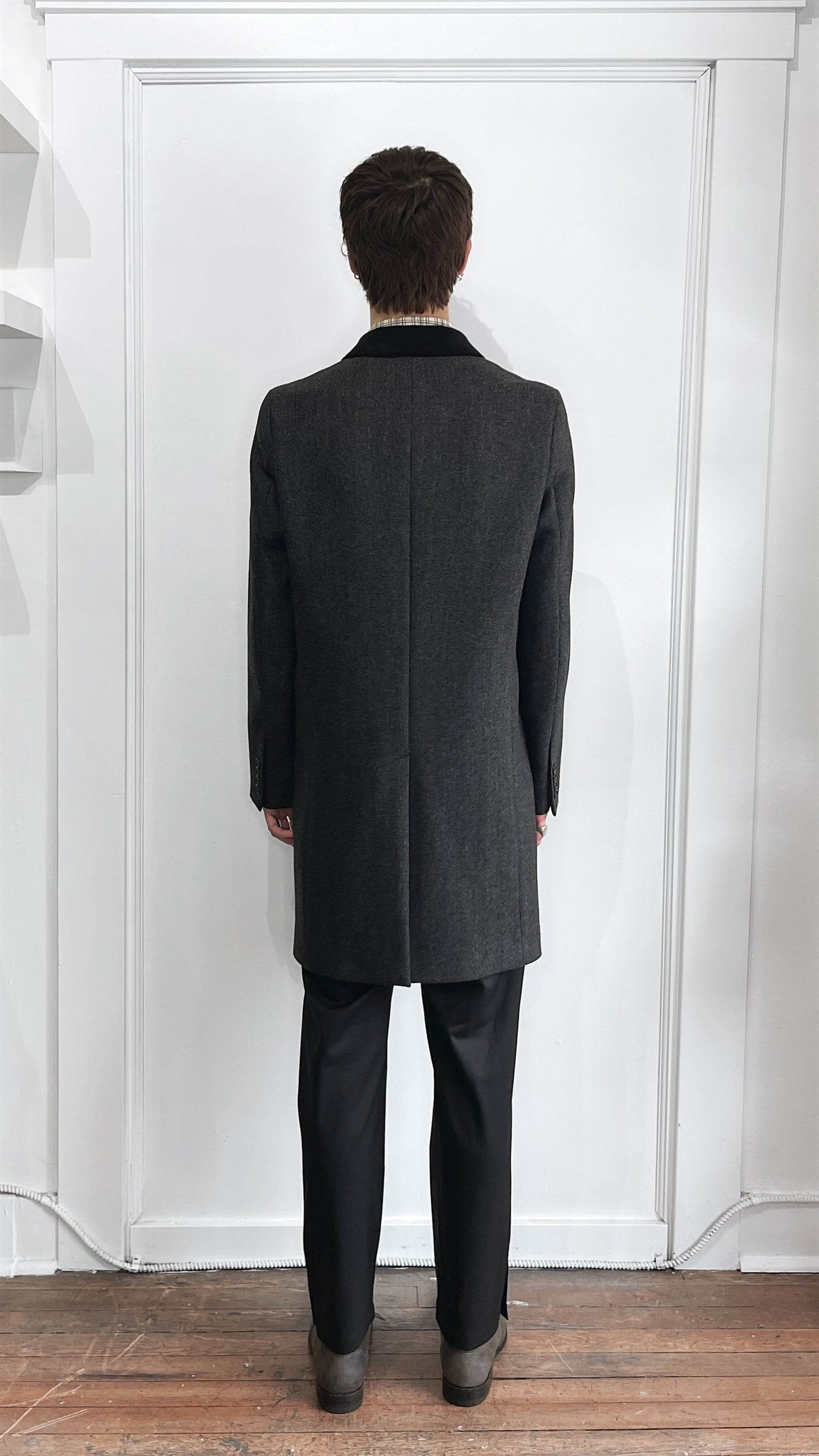 Brooks Brothers Dark Grey Herringbone Wool Cashmere Blend Overcoat 38R