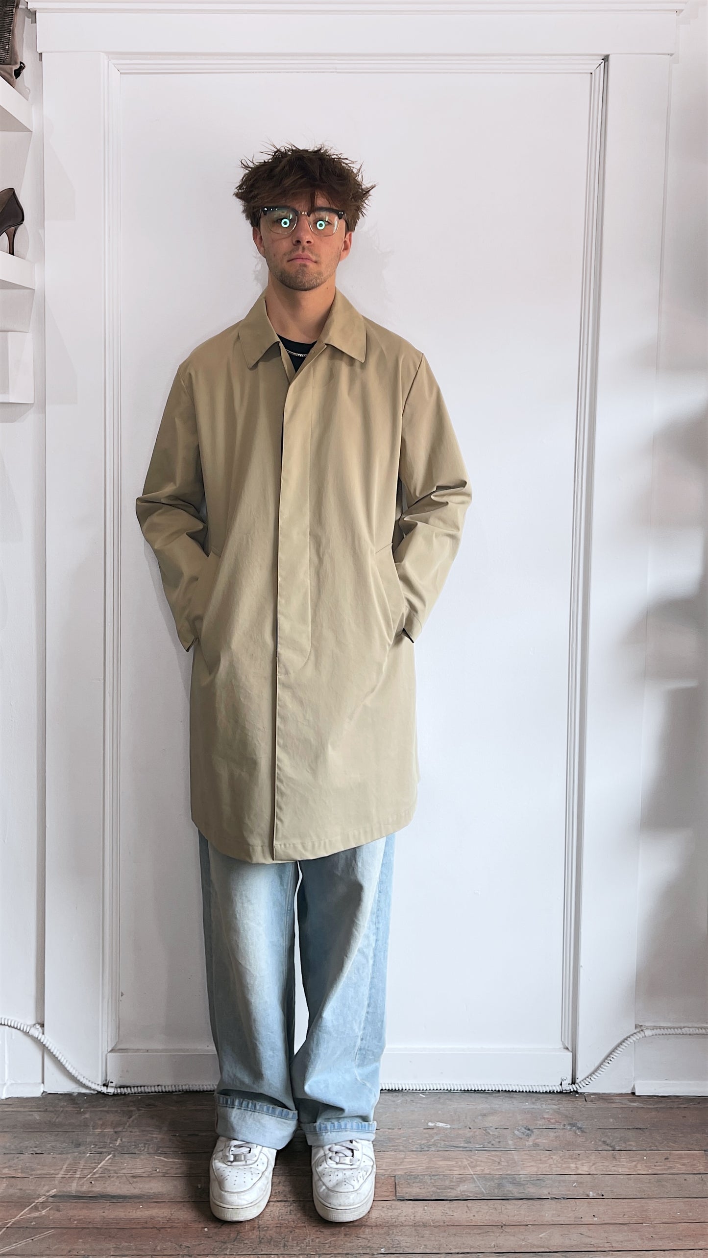 Still By Hand Tan Cotton Nylon Blend Overcoat Large