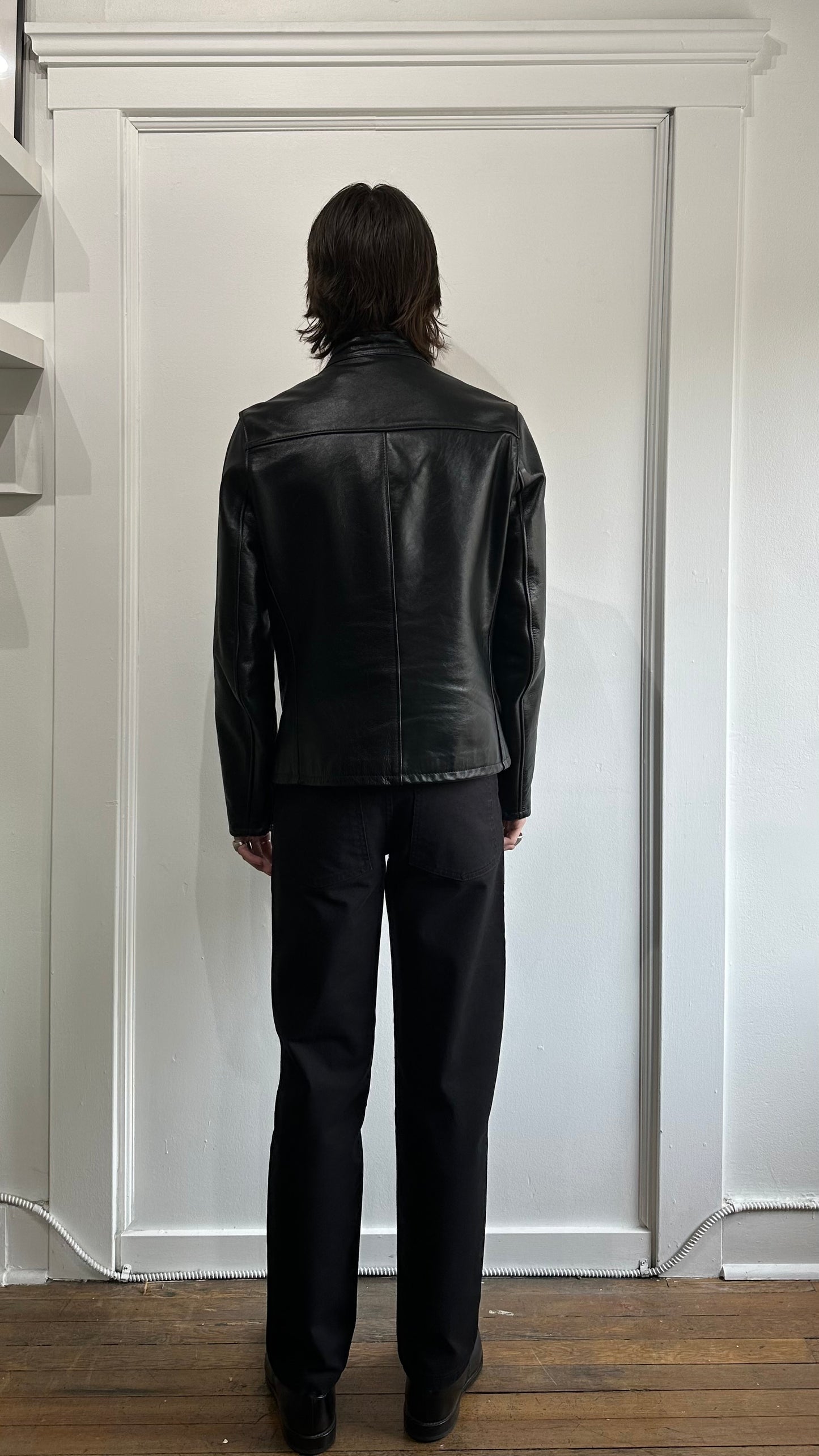 Schott NYC Black Heavy Cowhide Casual Racer Jacket Medium - M