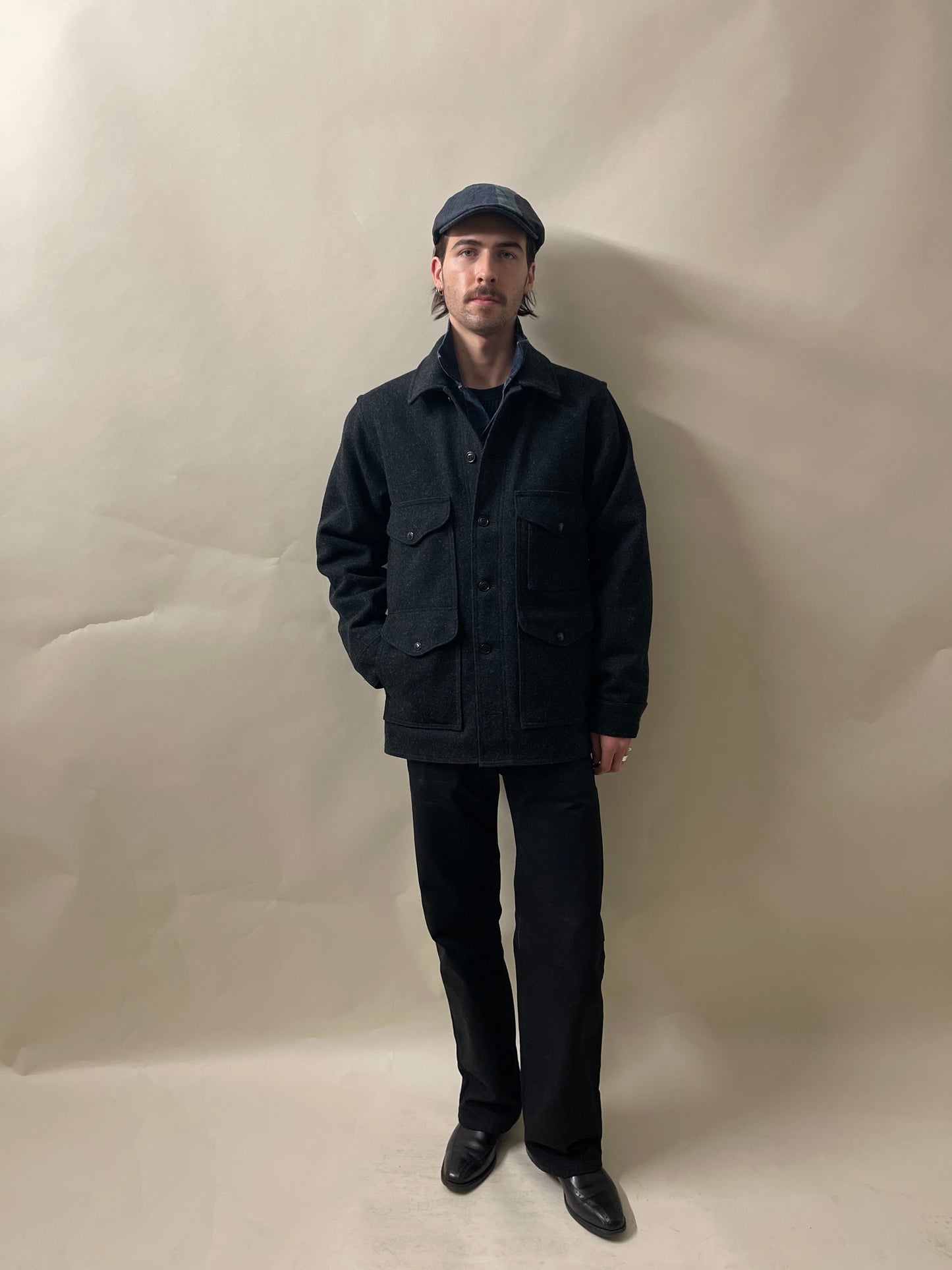 Filson Charcoal Grey Wool Mackinaw Cruiser Jacket Medium - M