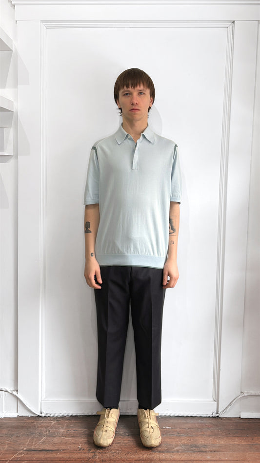 Paul Smith Baby Blue Organic Cotton Knit SS Polo Shirt Large
