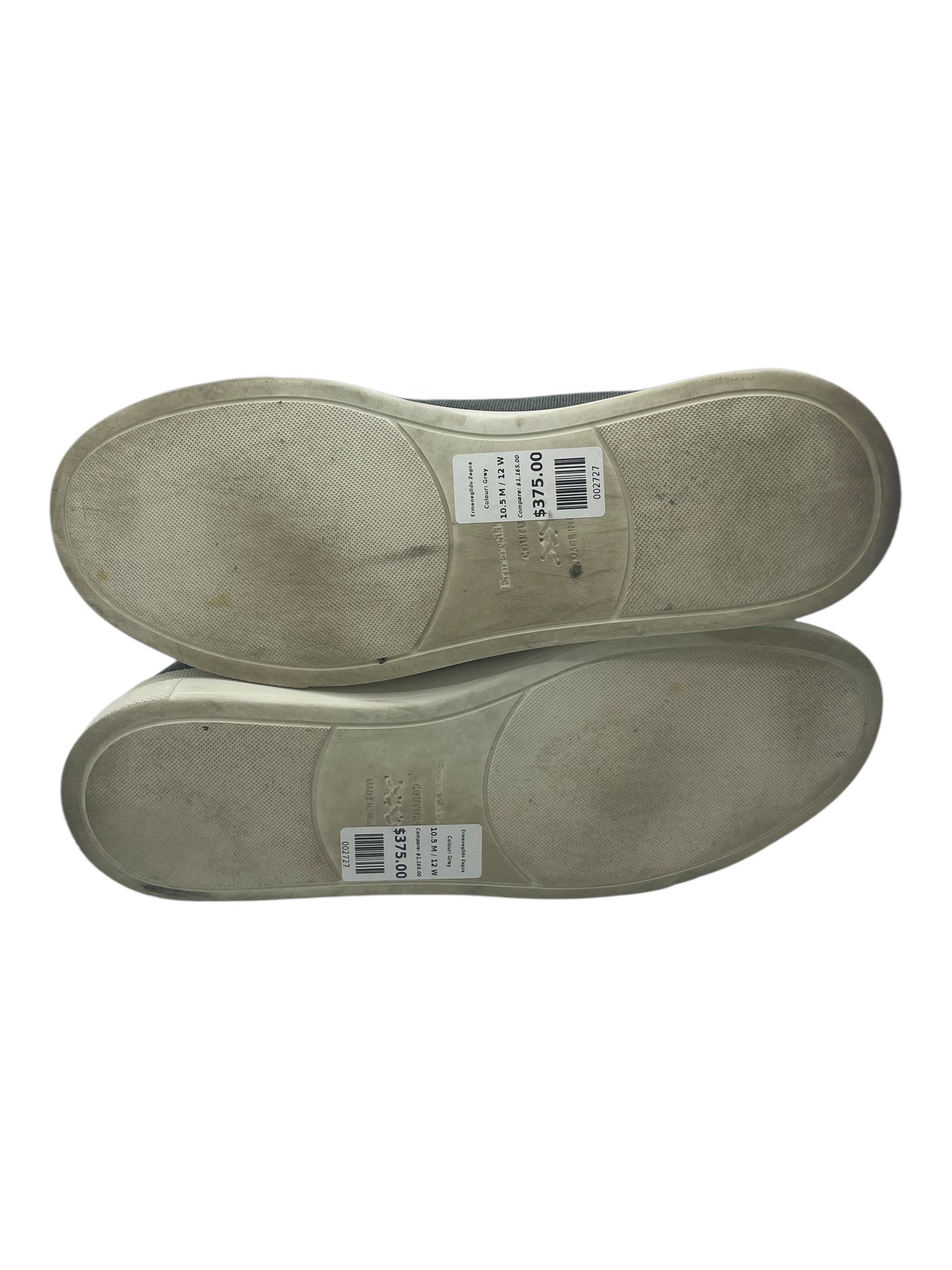 Ermenegildo Zegna Grey / Blue Canvas Triple Stitch Sneakers 10.5 M / 12 W