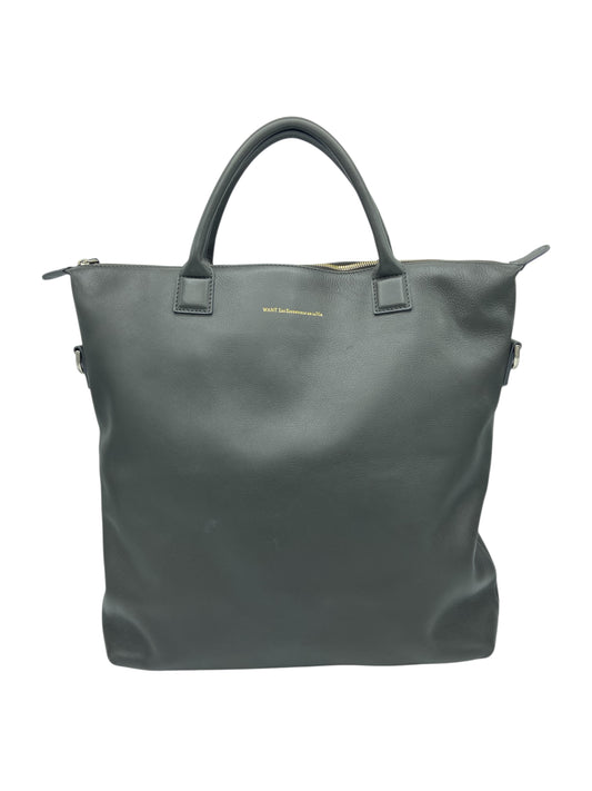 Want Les Essentiels Dark Grey Grained Leather Tote Bag
