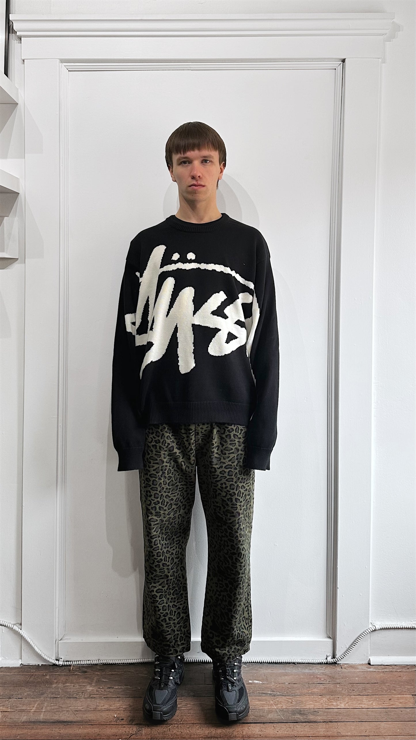 Stussy Green Leopard Print Beach Pants Medium