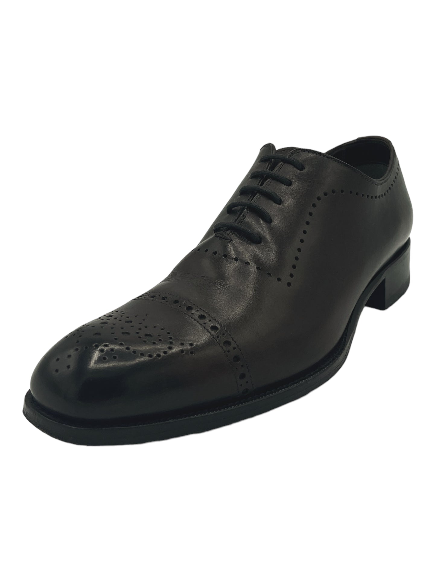 Tom Ford Dark Brown Burnished Leather Edgar Brogue Lace Up