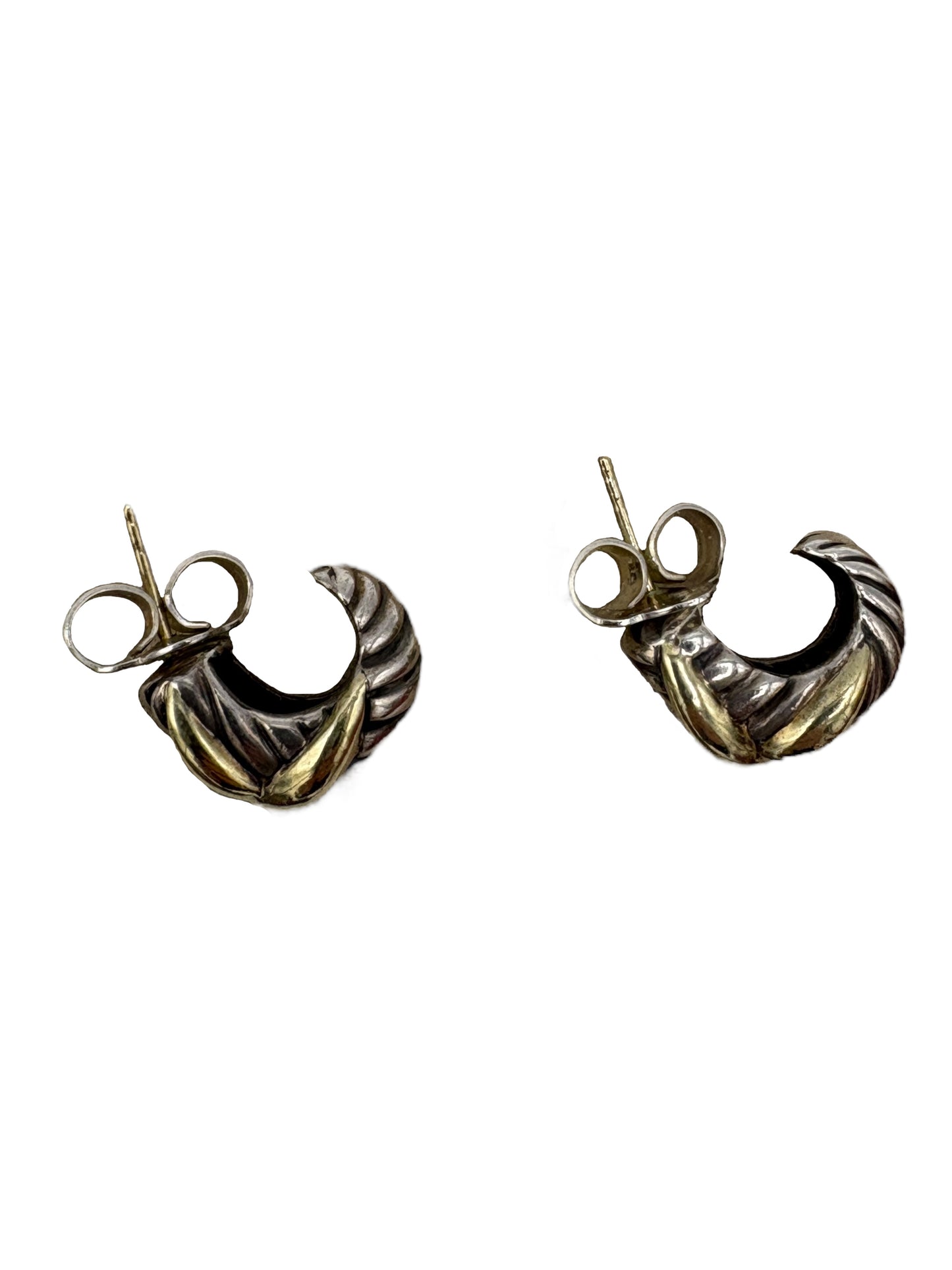 David Yurman Sterling Silver & Gold Crossover Hoop Earrings