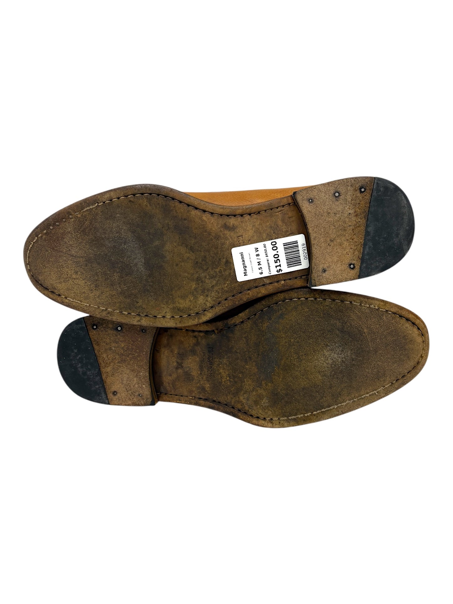 Magnanni Light Brown/Tan Grained Leather Penny Loafers 6.5 M / 8 W