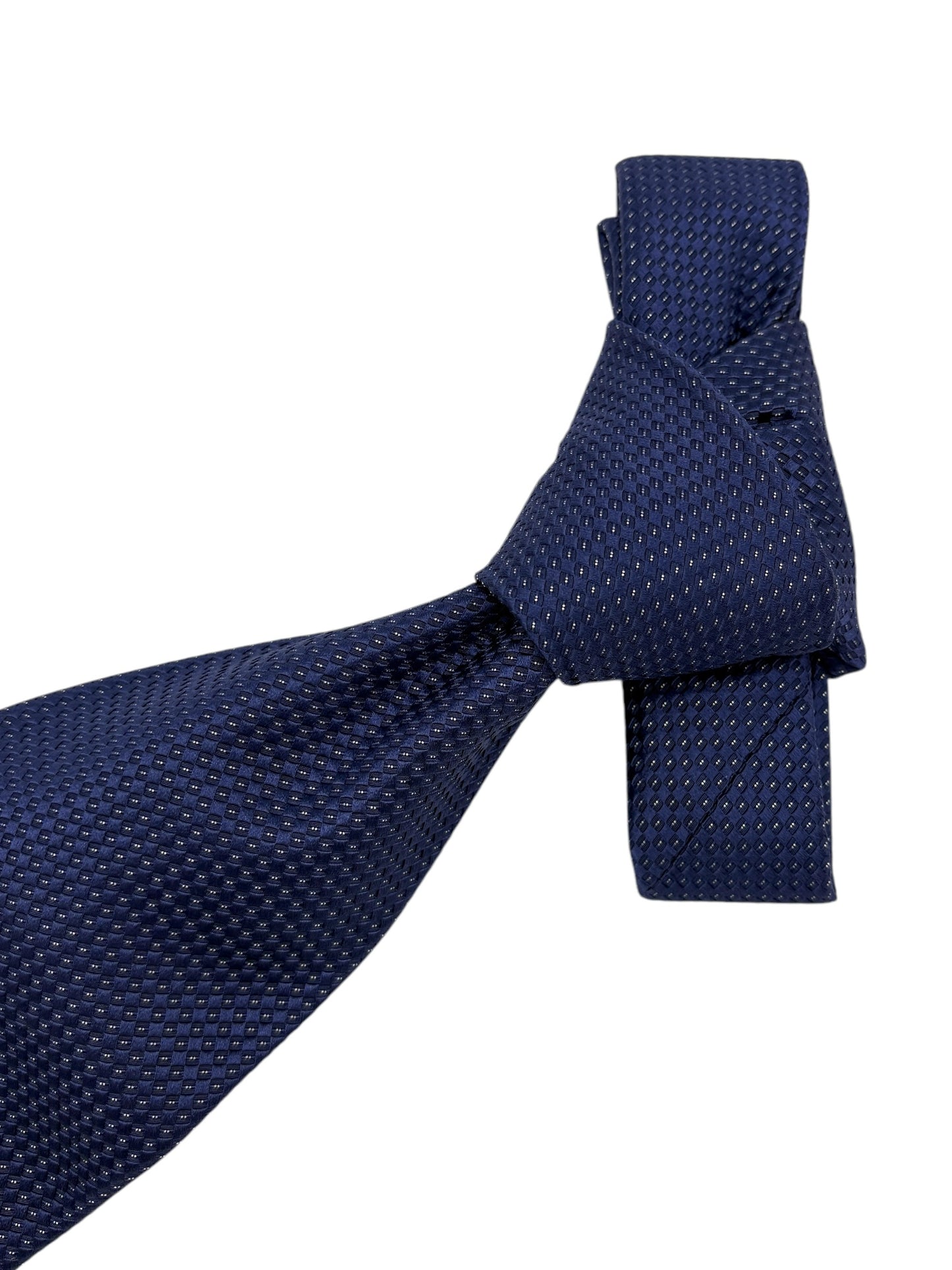 Canali Navy Blue Birdseye Pattern Silk Tie
