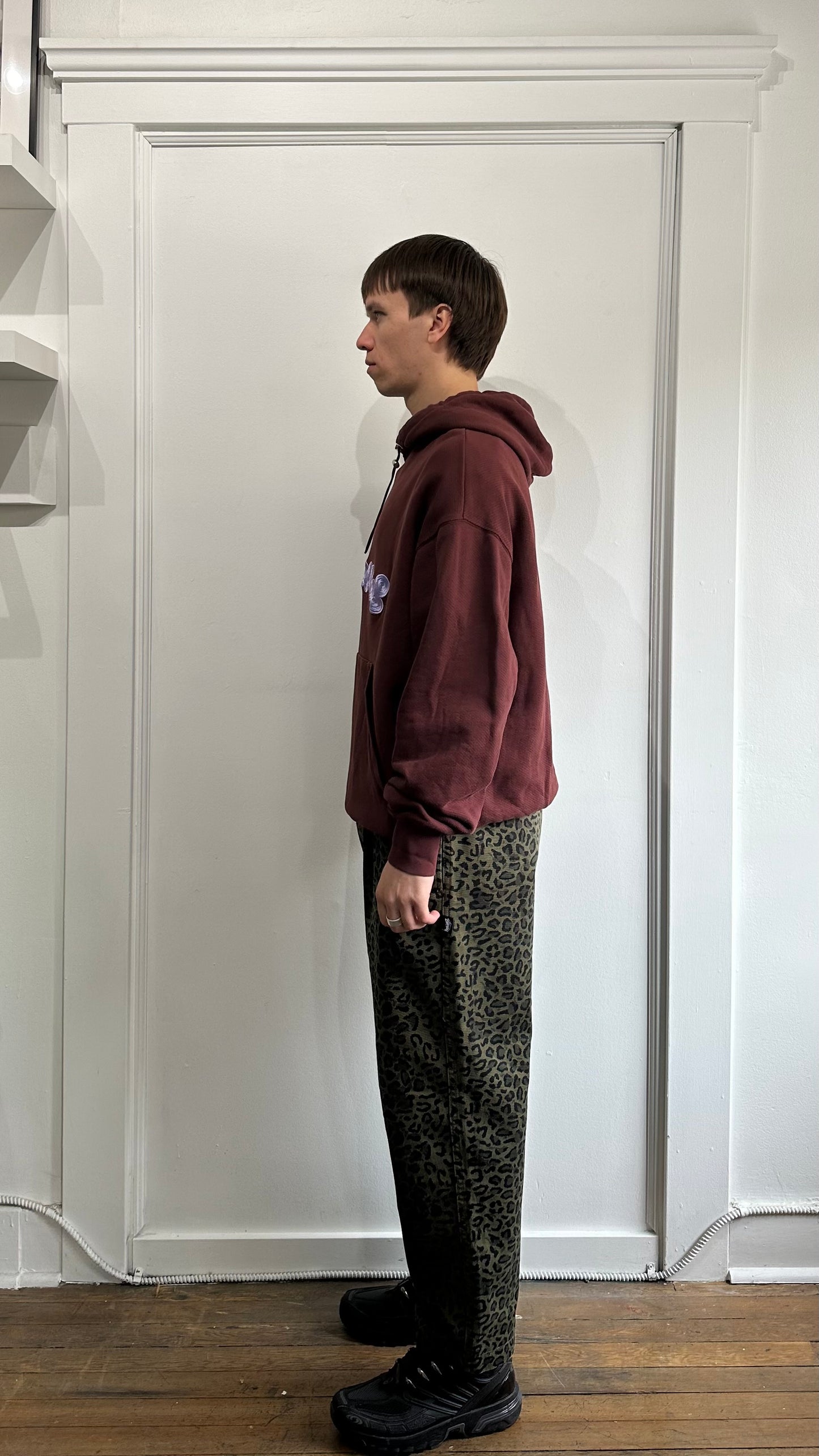 Jacquemus Maroon Swirly Logo Hoodie Small
