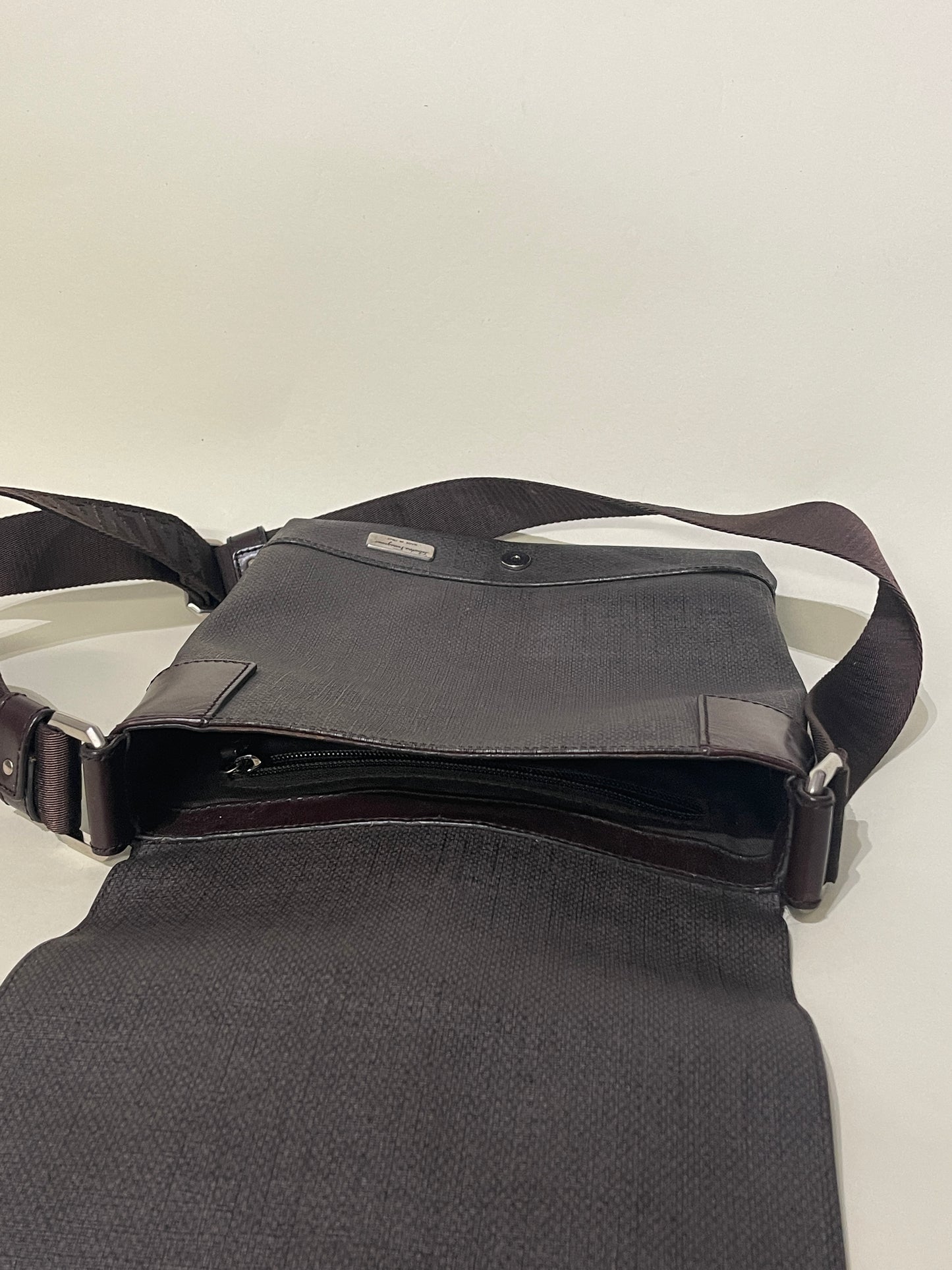 Salvatore Ferragamo Brown Vinyl & Leather Crossbody Bag