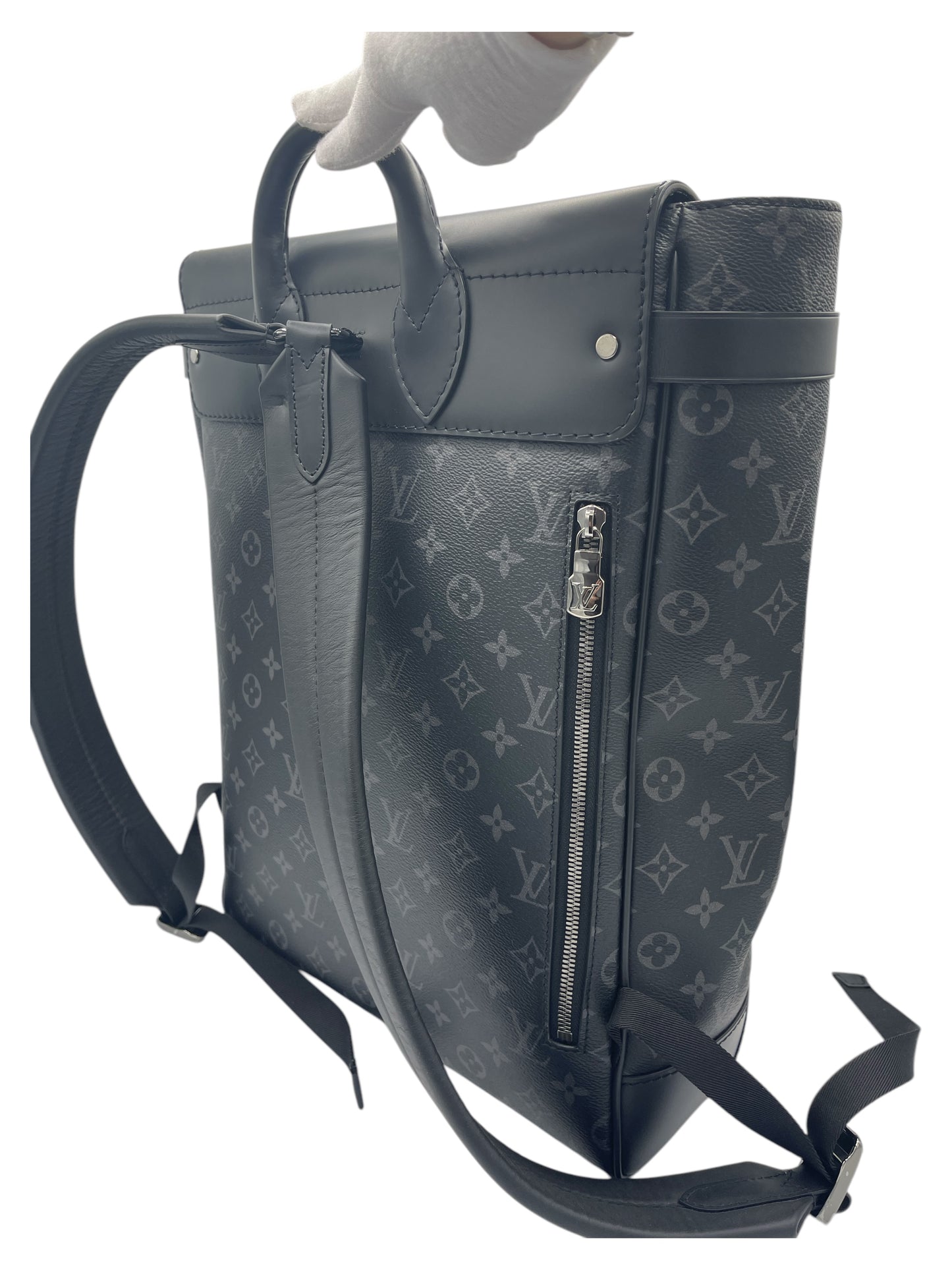 Louis Vuitton Black Coated Canvas Monogram Eclipse Steamer Backpack